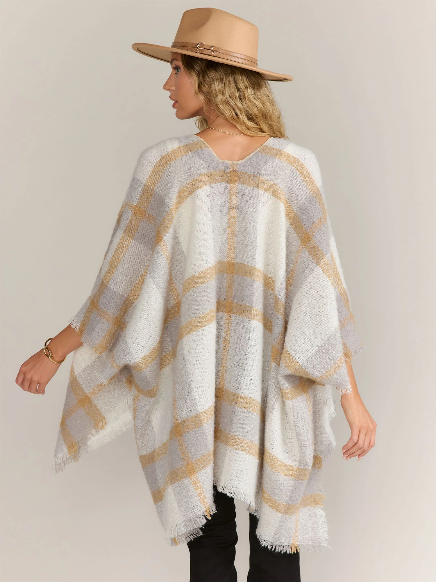 Plaid Print Ruana - Image 3