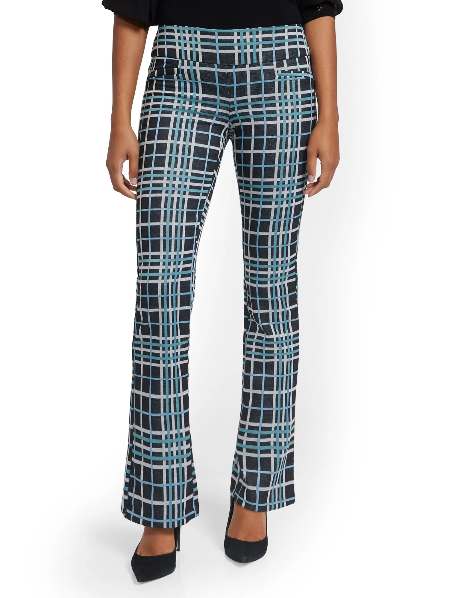 Plaid Pull-On Bootcut Ponte Knit Pant - Superflex - Image 4