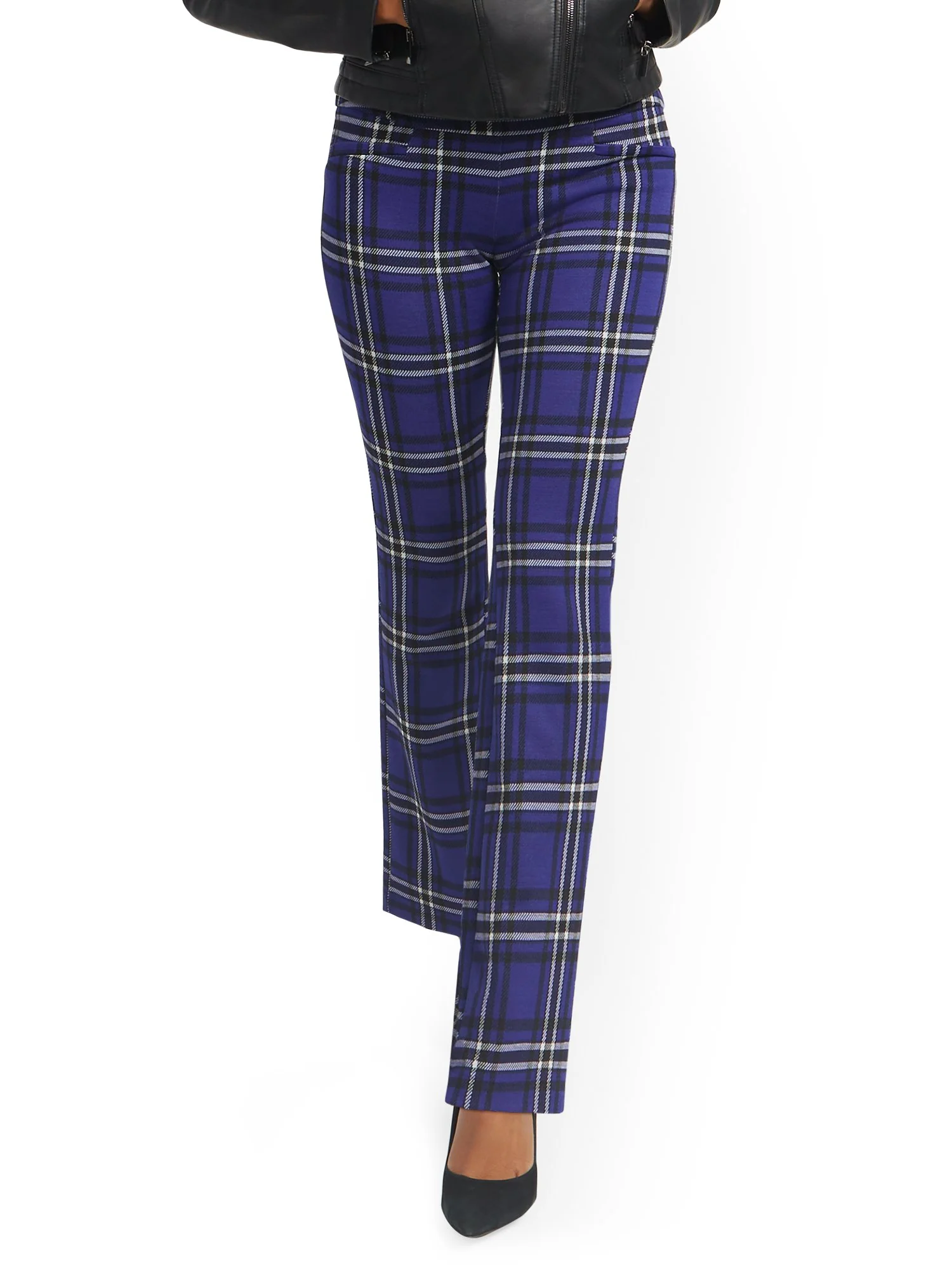 Plaid Pull-On Bootcut Ponte Knit Pant - Superflex