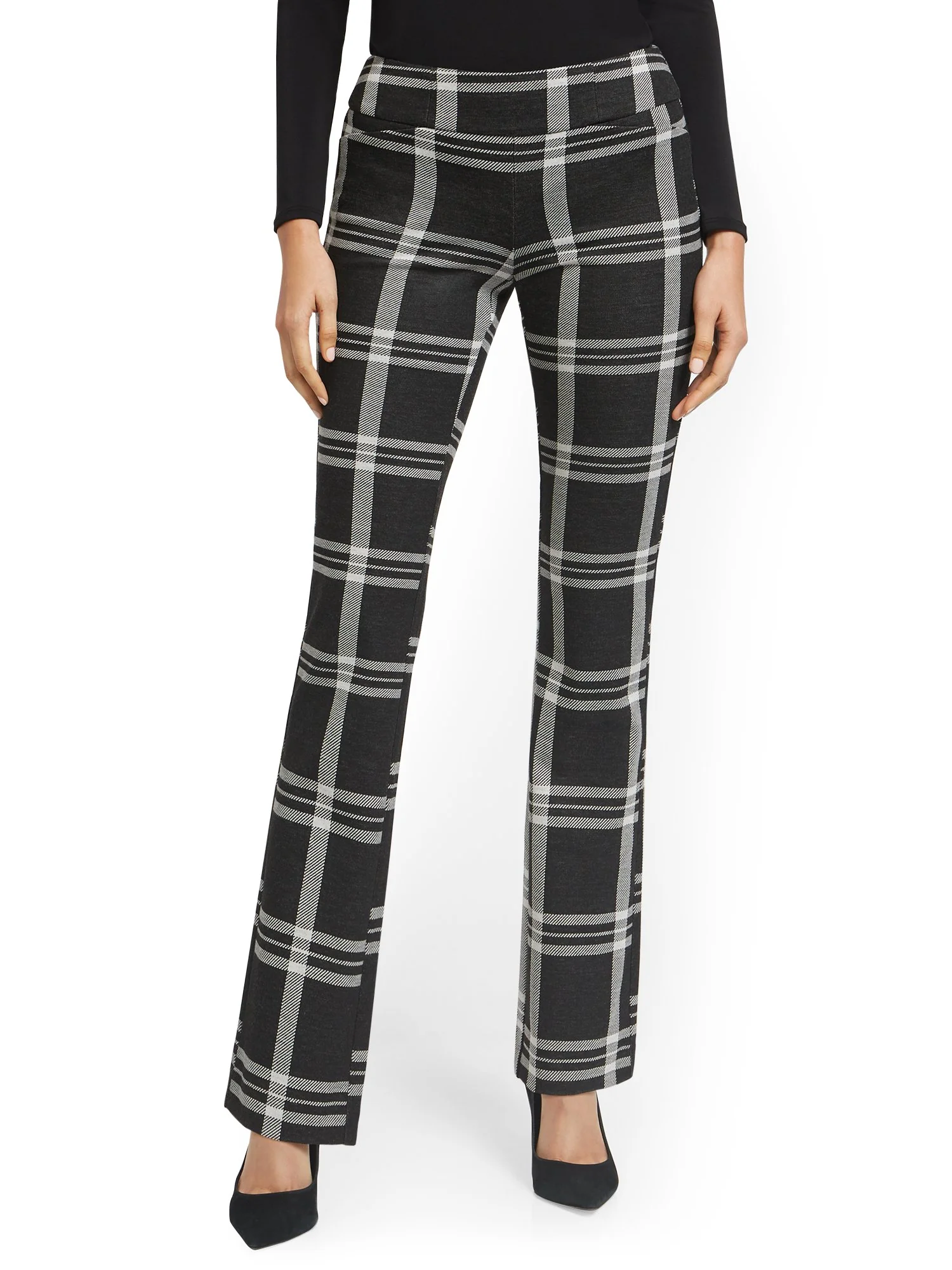 Plaid Pull-On Straight-Leg Ponte Knit Pant - Superflex - Image 5