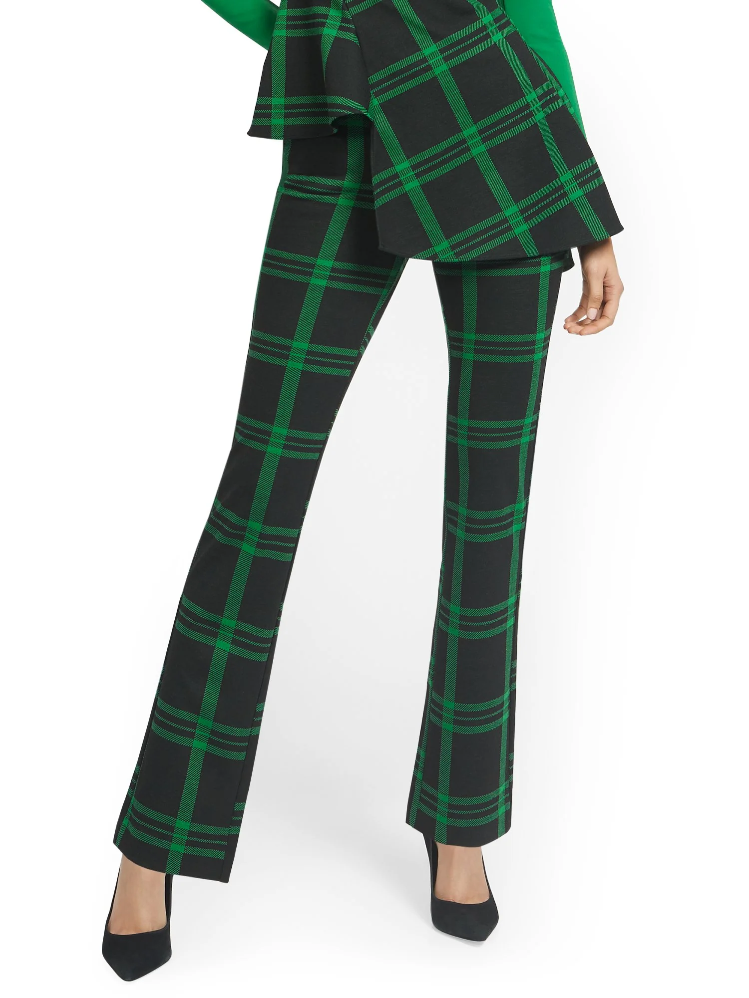 Plaid Pull-On Straight-Leg Ponte Knit Pant - Superflex - Image 8