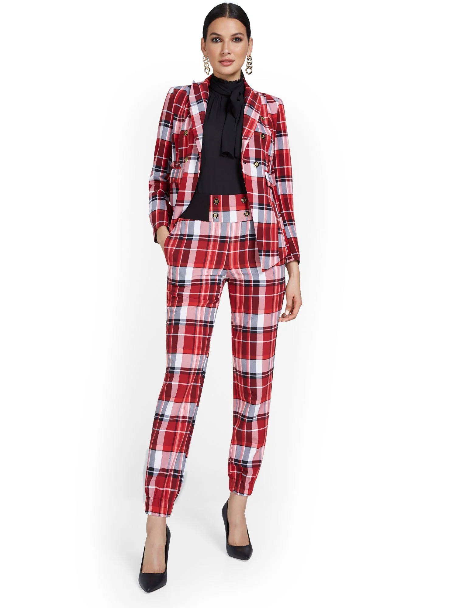 Plaid Ribbed Jogger Pant - Image 5
