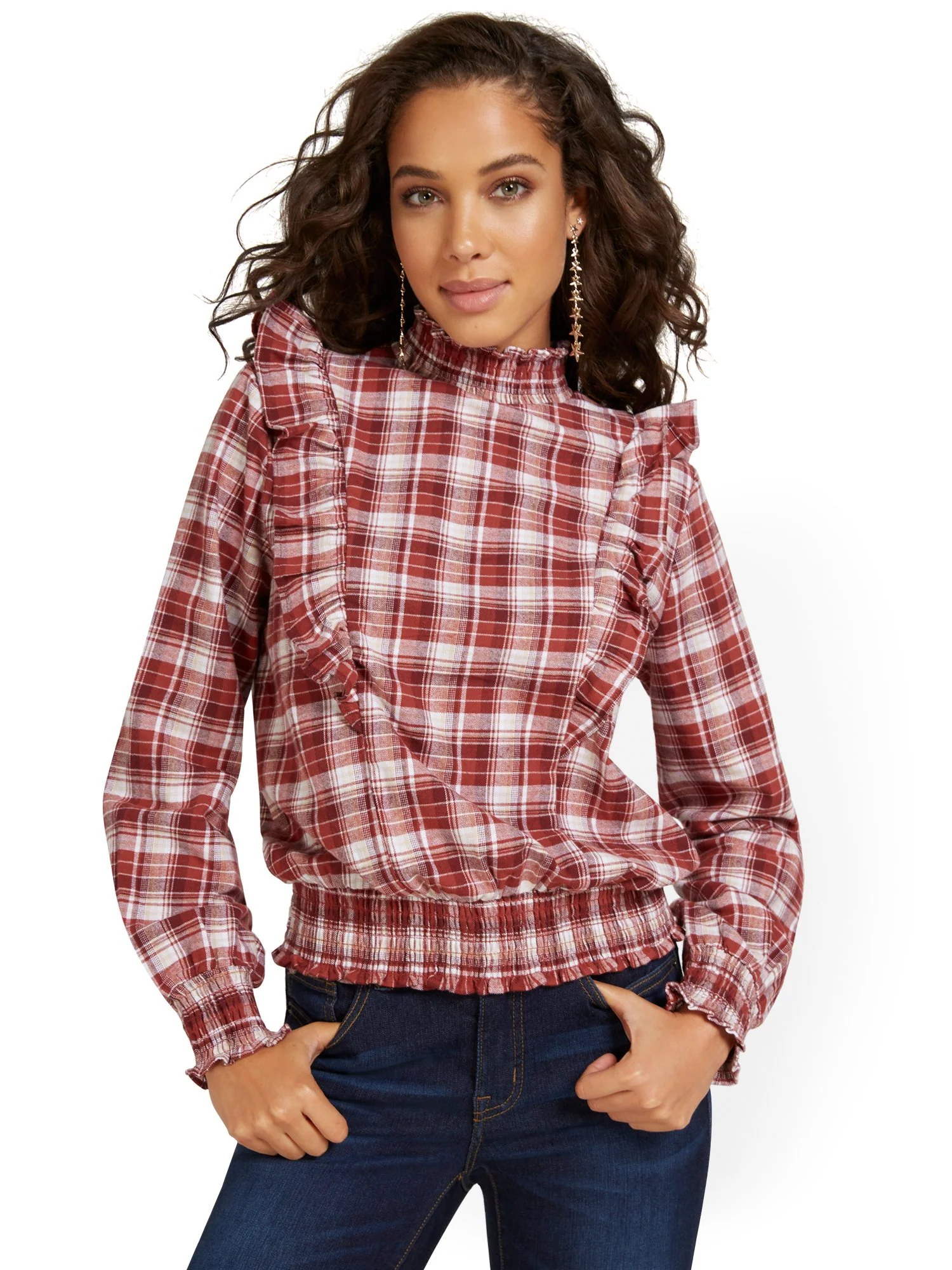 Plaid Ruffle Blouse - Image 2