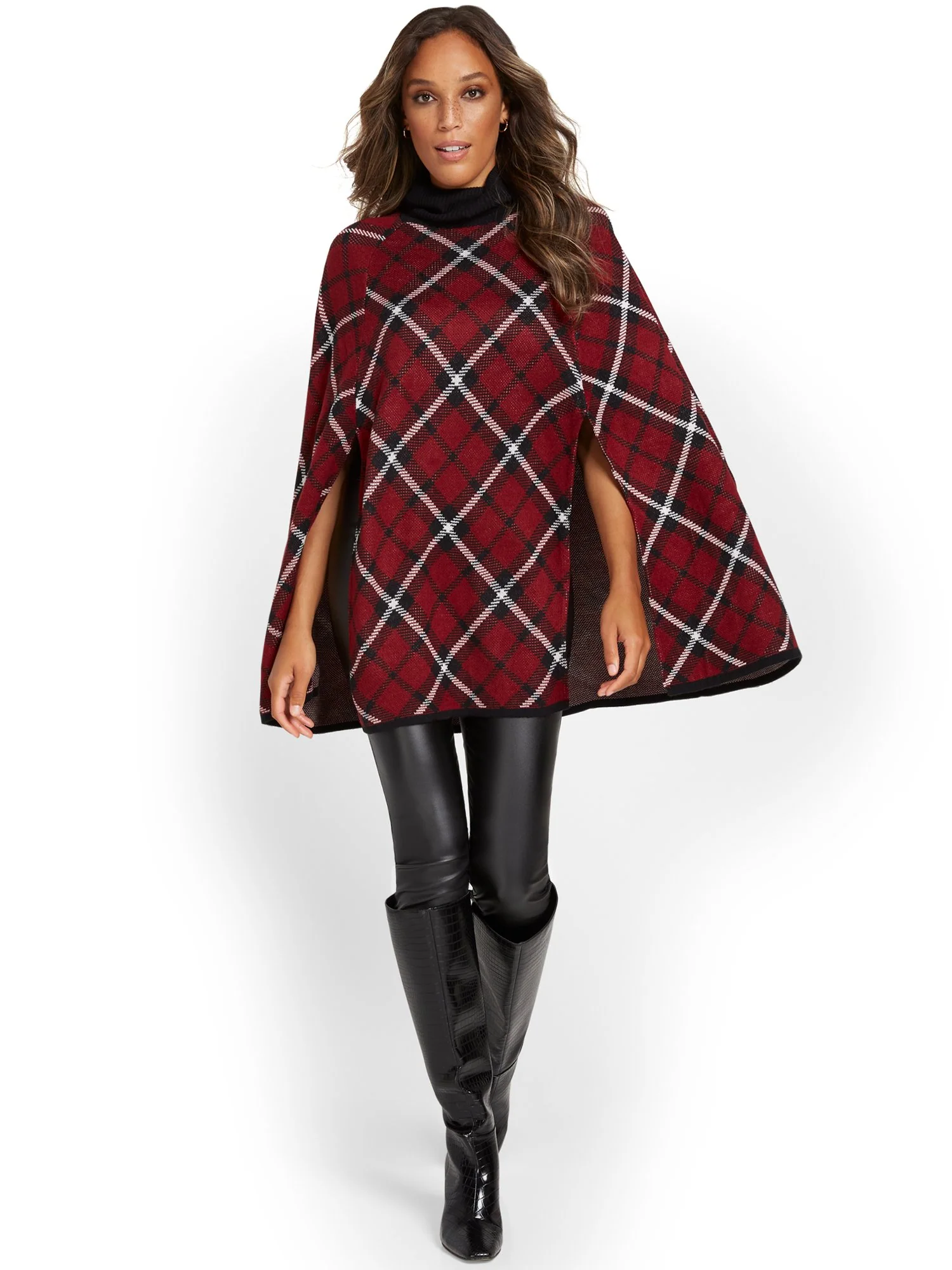 Plaid Sweater Cape - Image 2