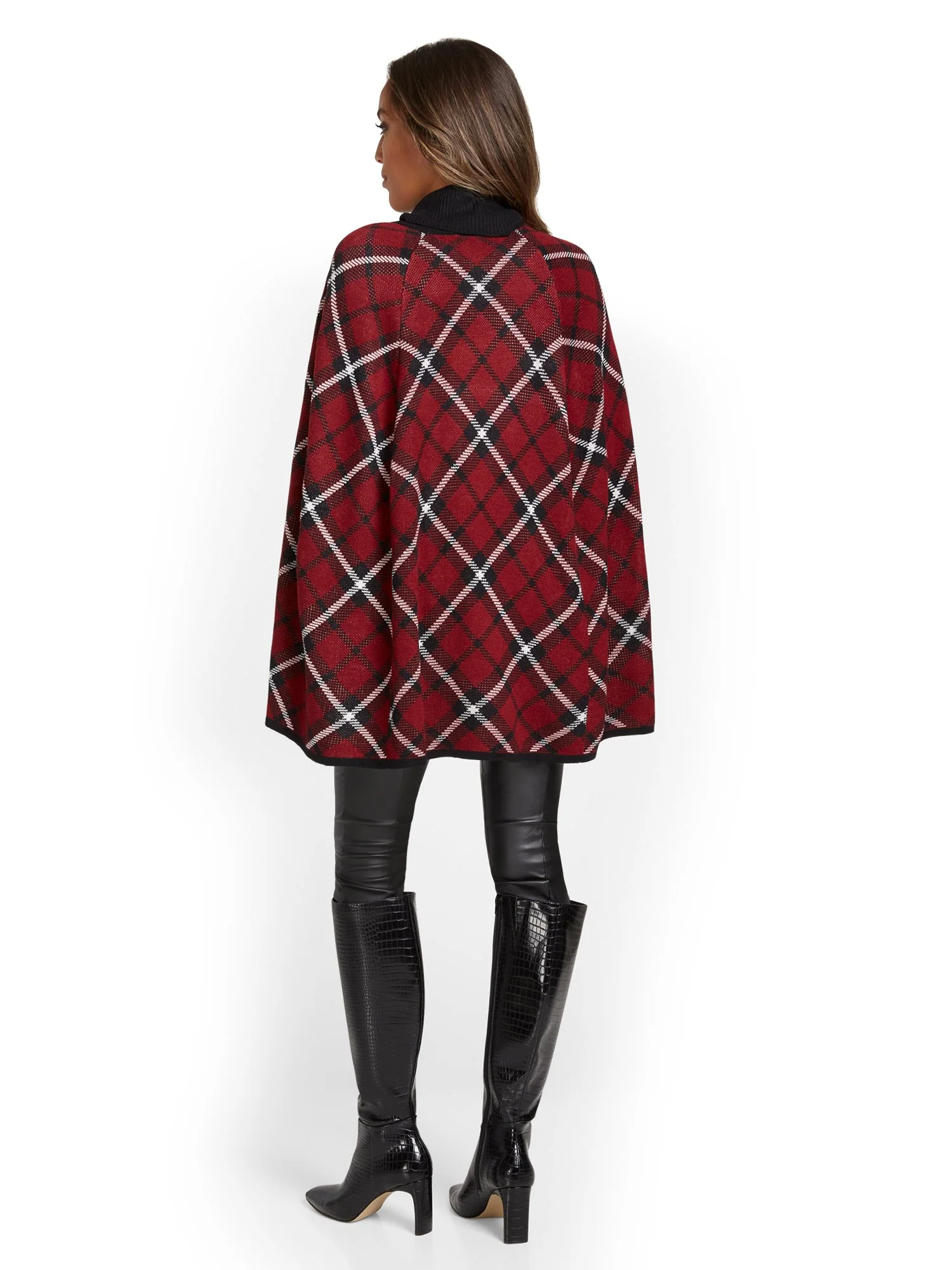 Plaid Sweater Cape - Image 3