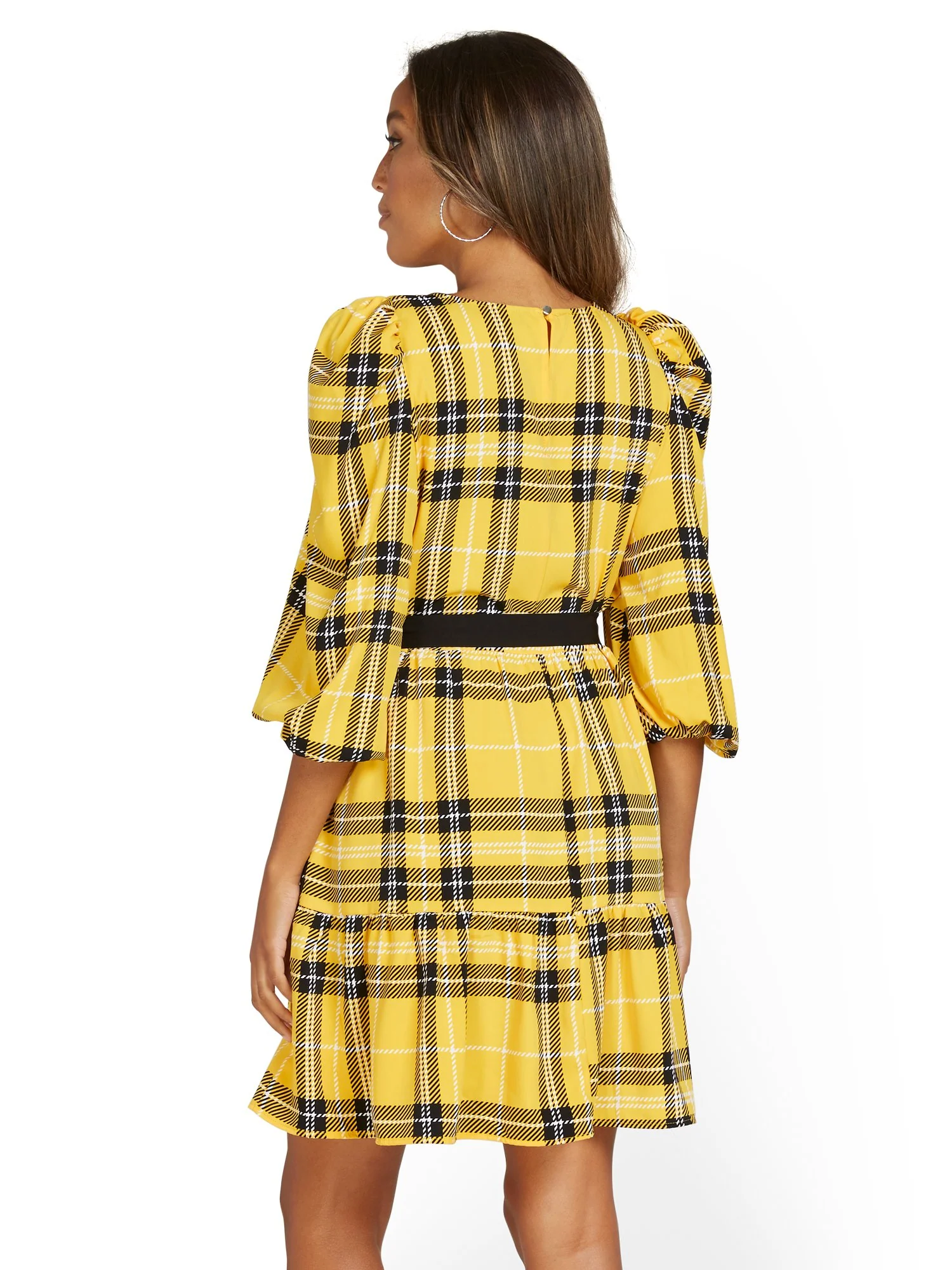 Plaid Tie-Waist Tiered Dress - Image 7