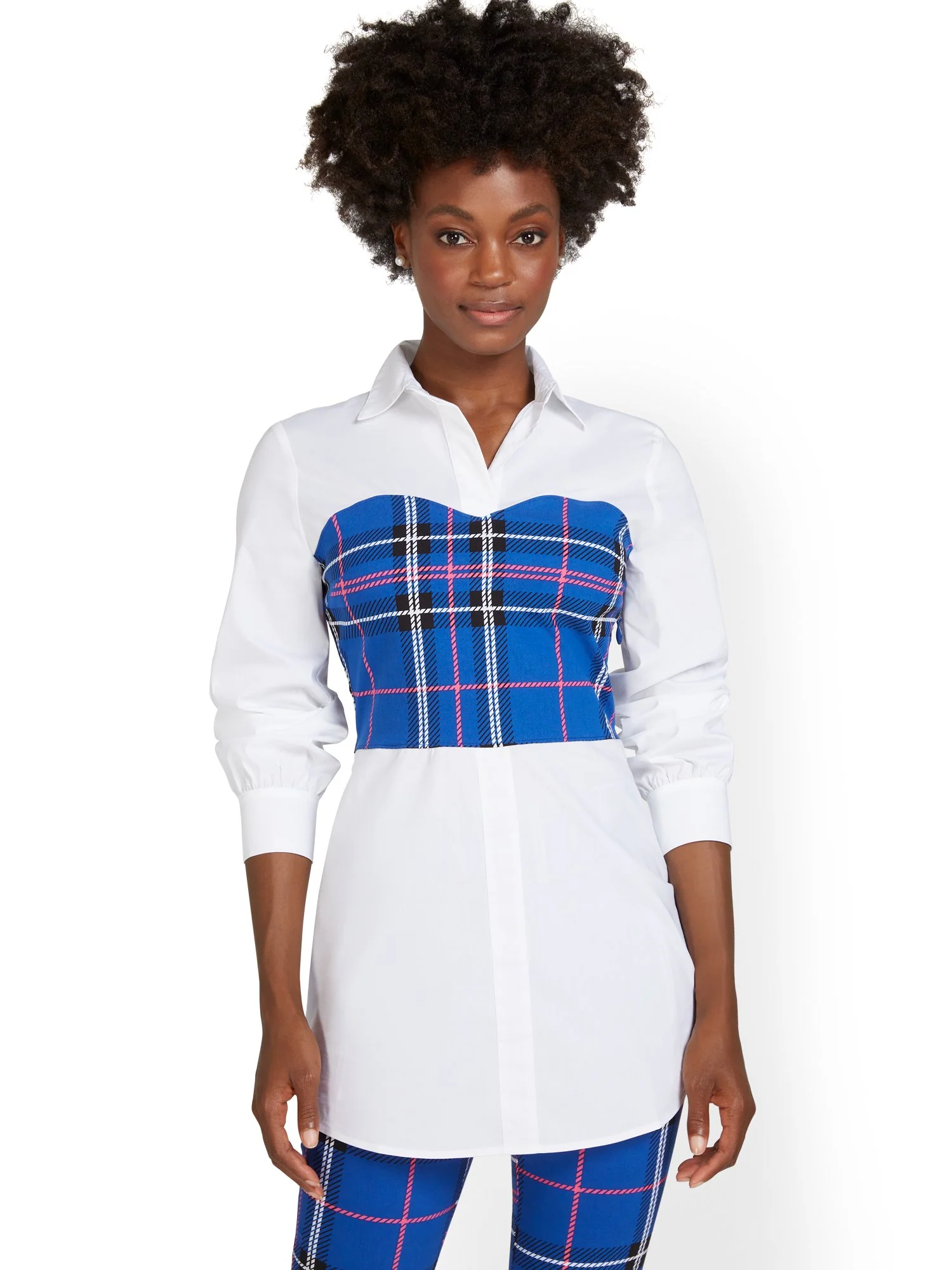Plaid Tunic Twofer Top - Image 4