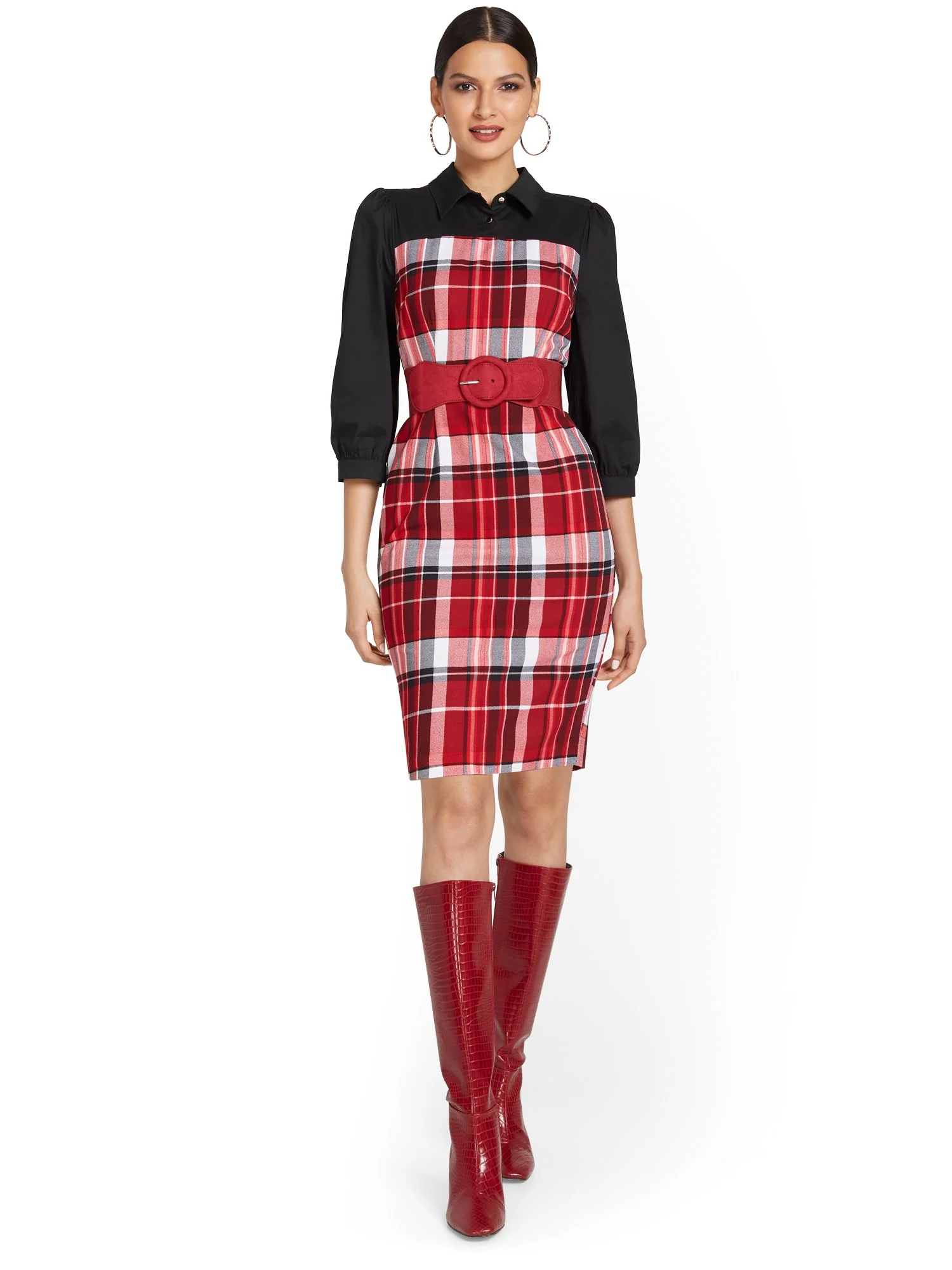 Plaid Twofer Dress