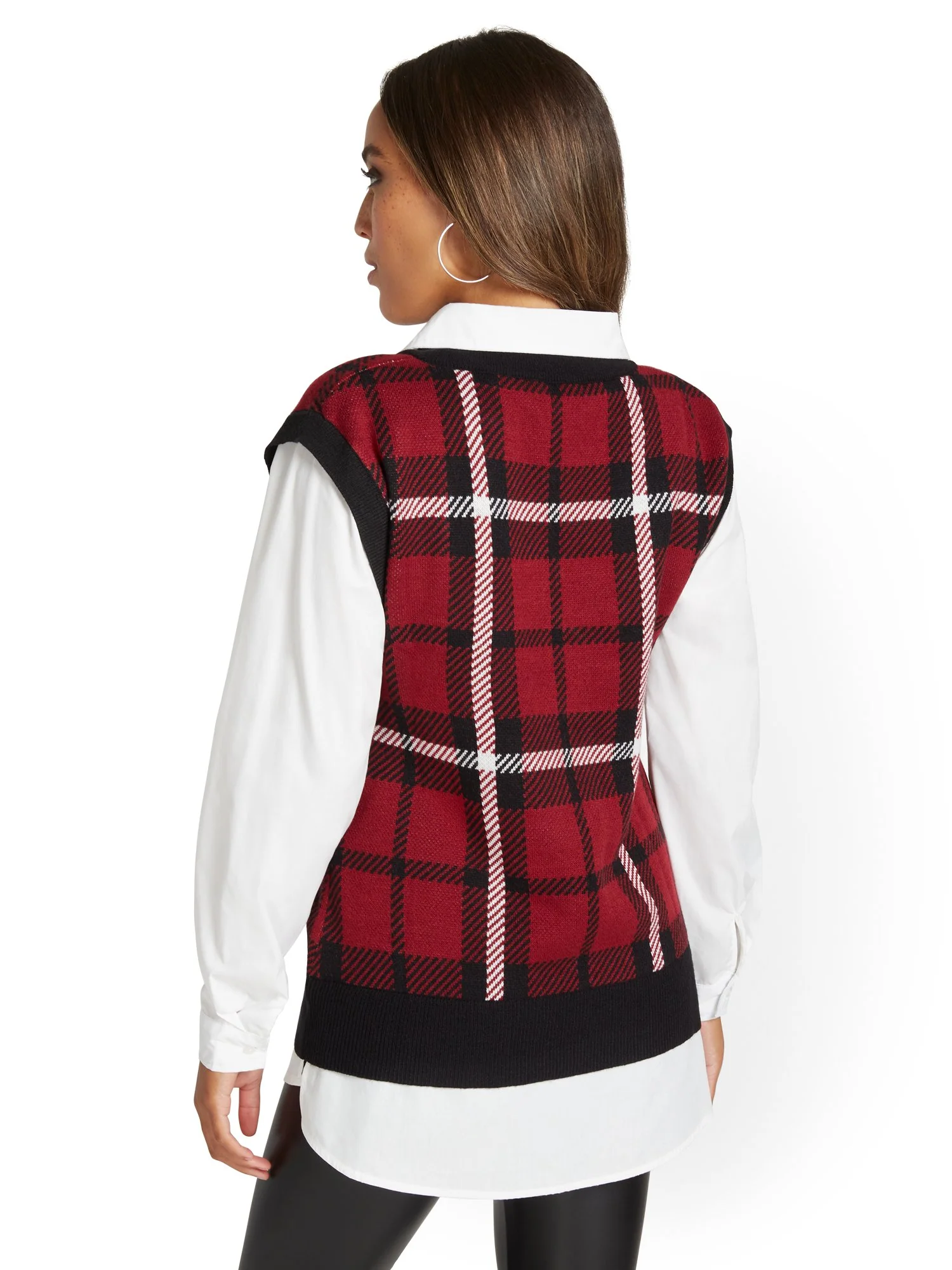 Plaid Twofer Sweater - Image 3