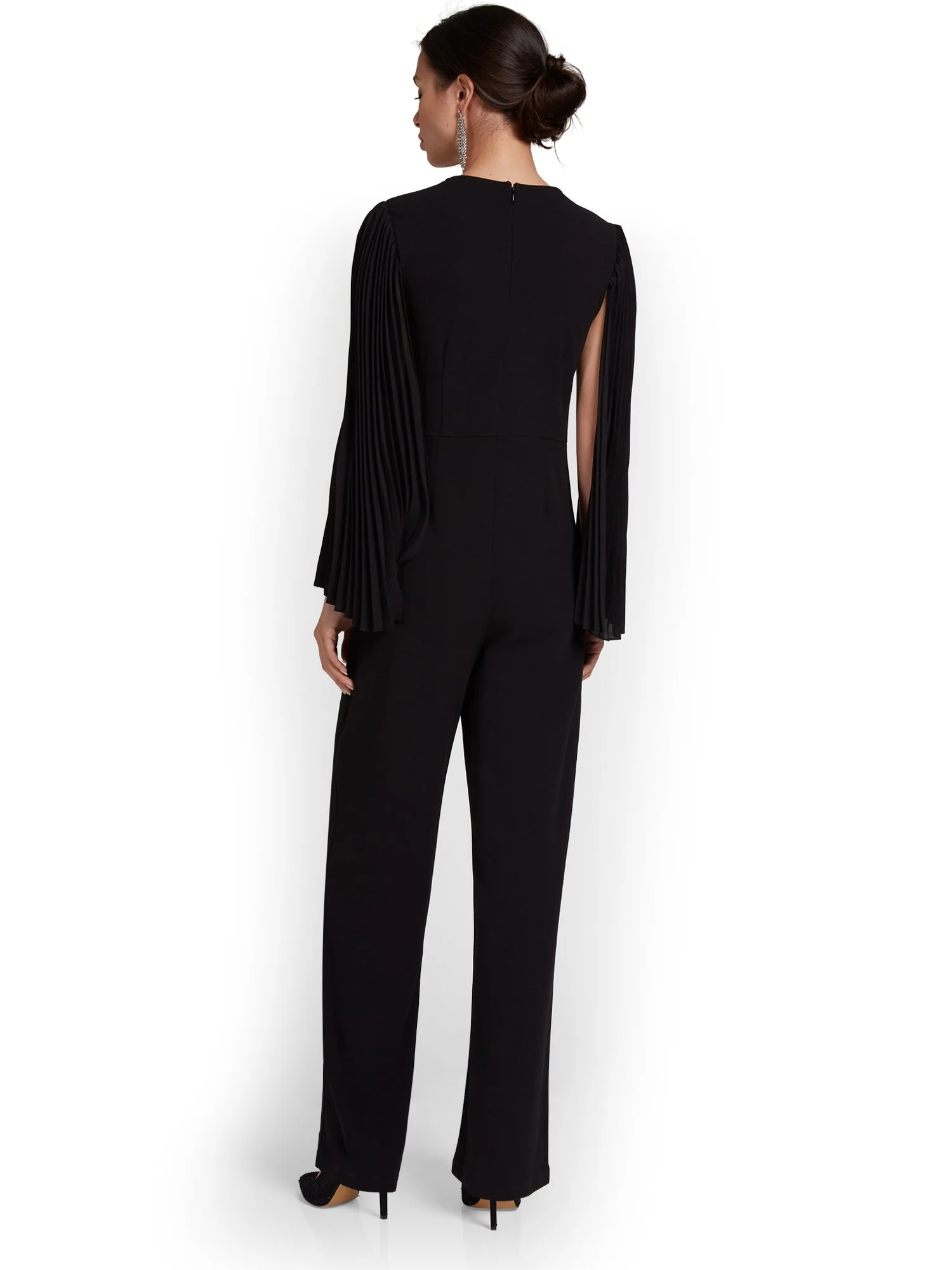 Pleated Cape-Sleeve Jumpsuit - Image 3