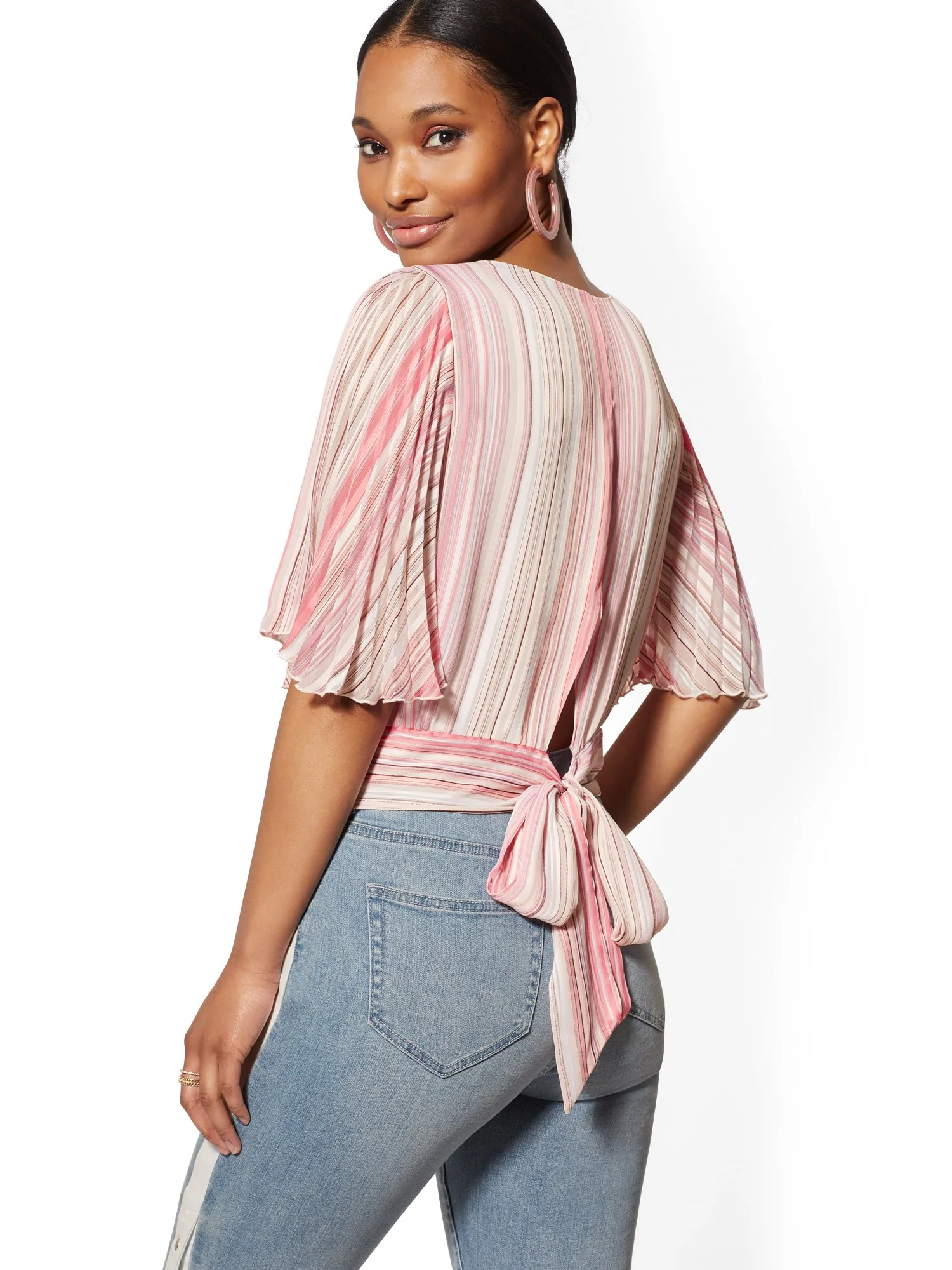 Pleated Flutter-Sleeve Top - Image 6