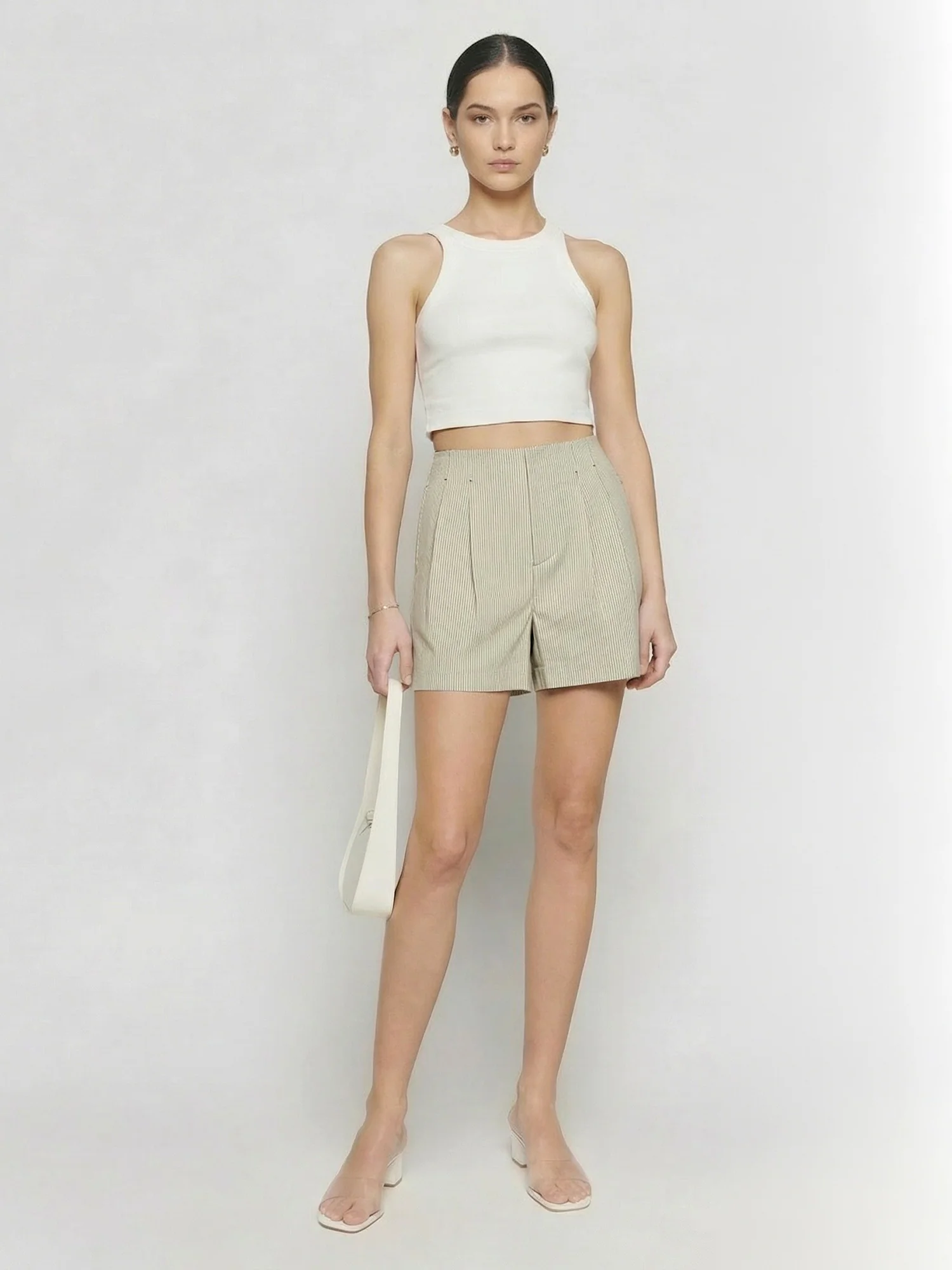 Pleated Front Hight Waist Shorts - Image 2