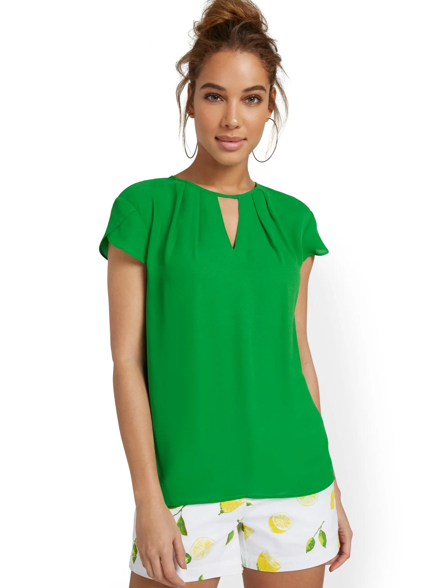 Pleated Keyhole Cut-Out Top - Image 10