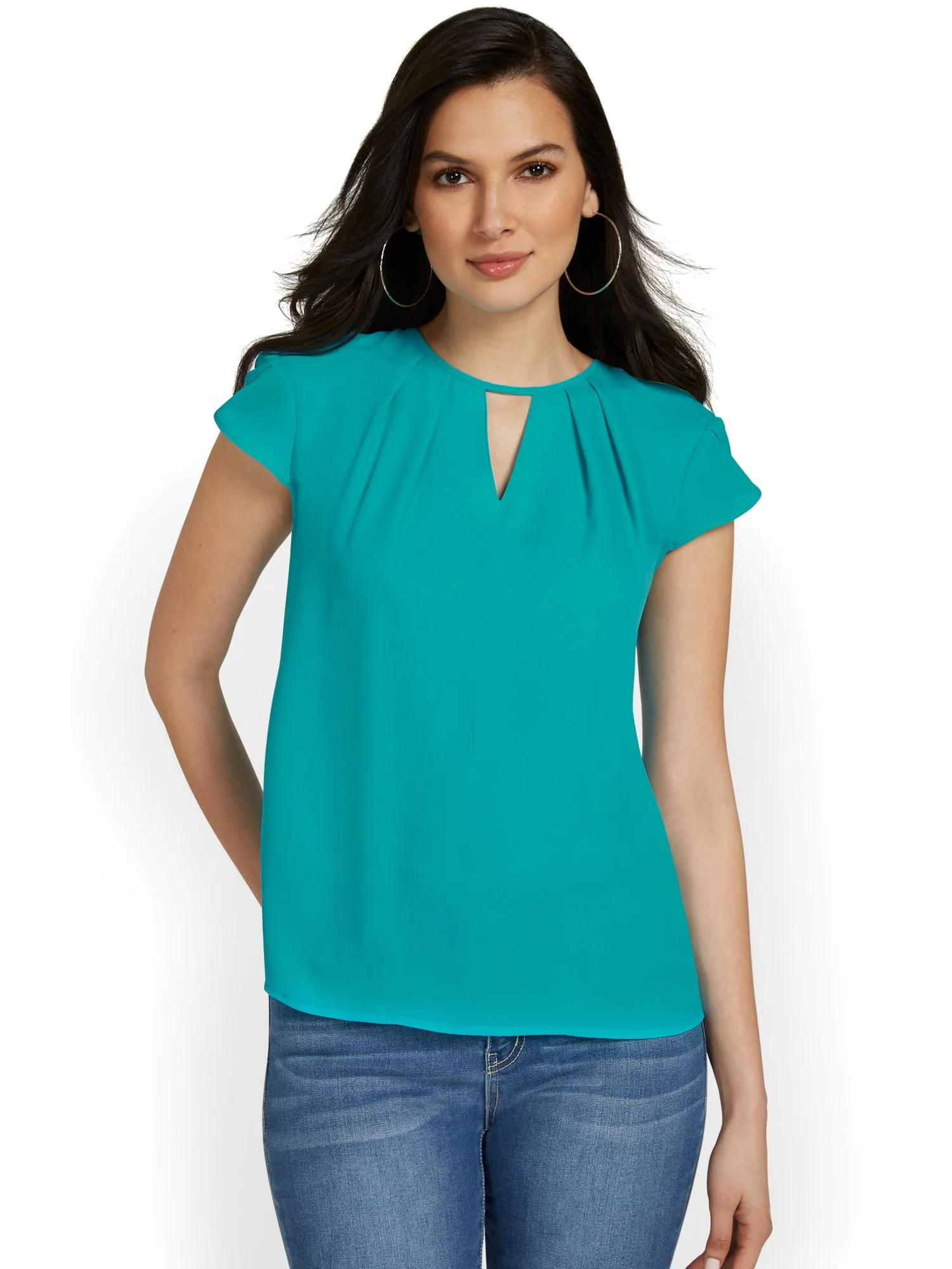 Pleated Keyhole Cut-Out Top - Image 15