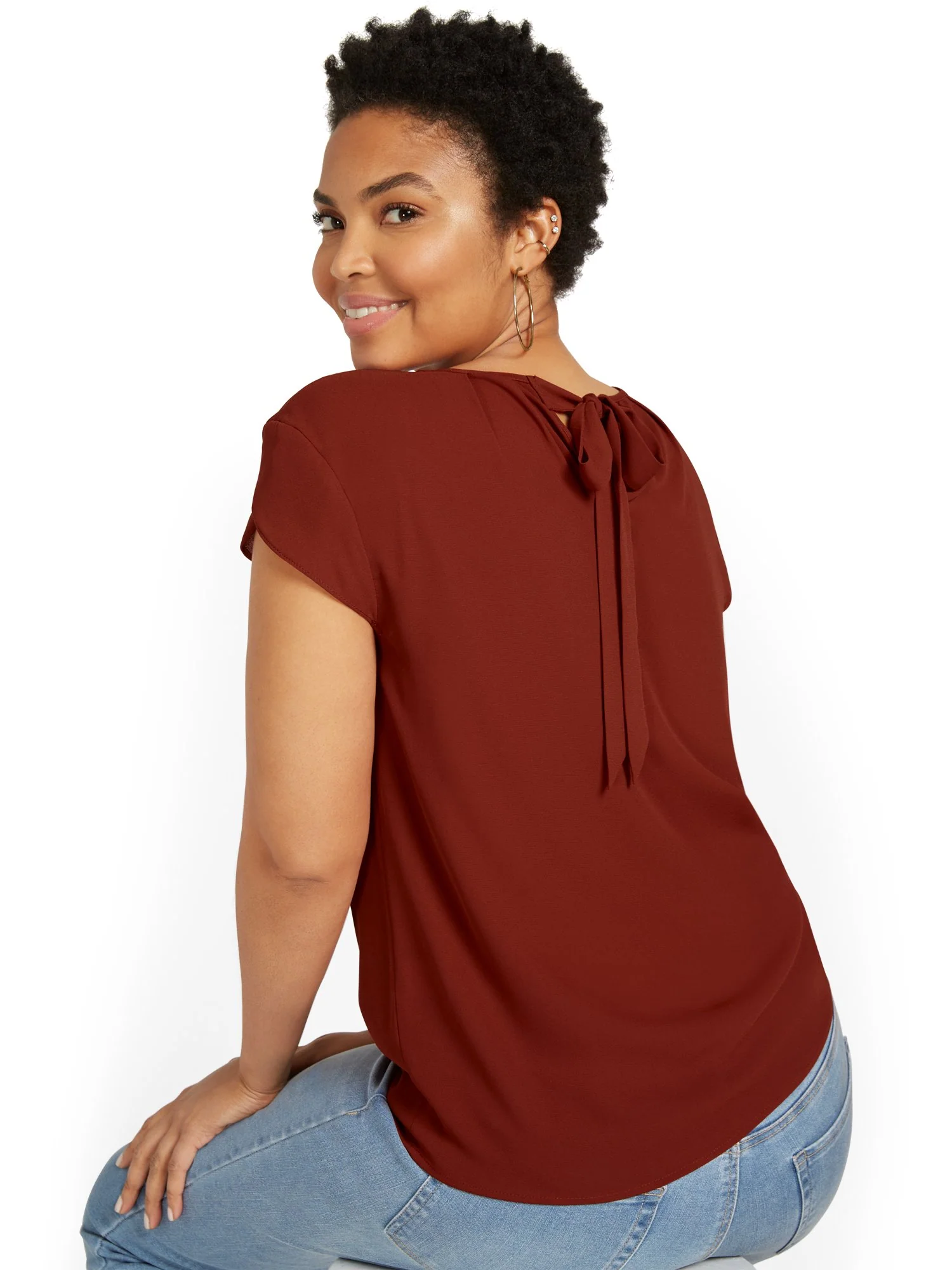 Pleated Keyhole Cut-Out Top - Image 26