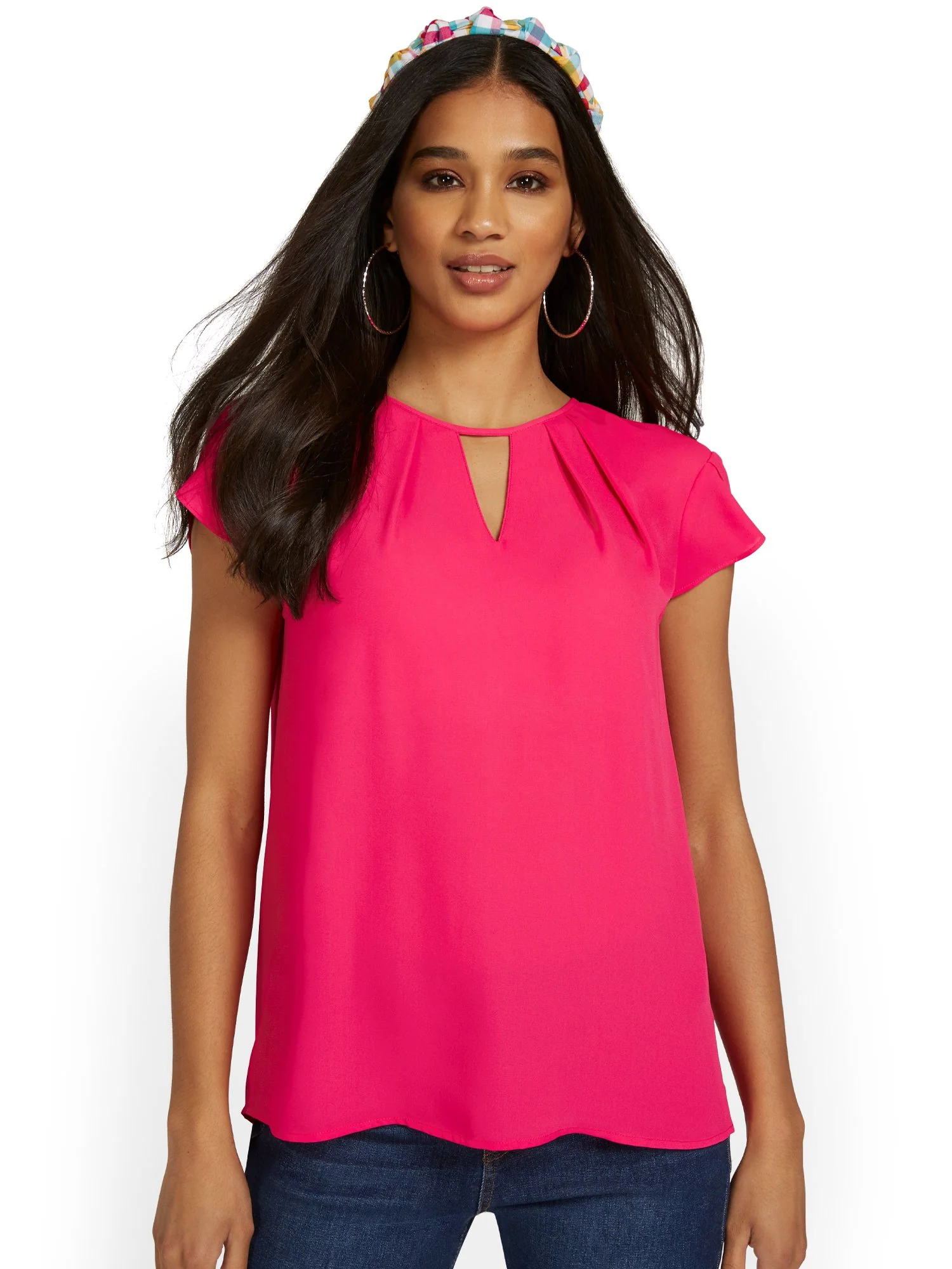 Pleated Keyhole Cut-Out Top - Image 36