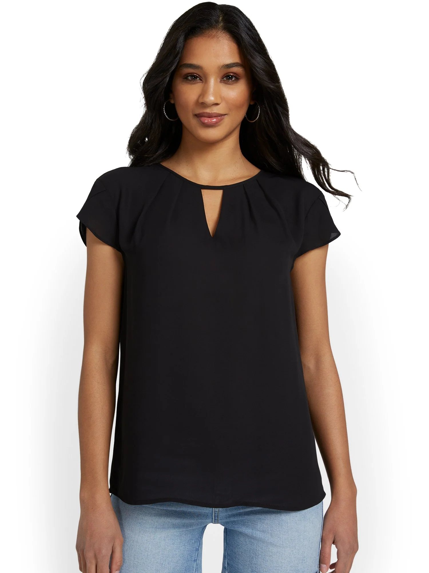 Pleated Keyhole Cut-Out Top - Image 4