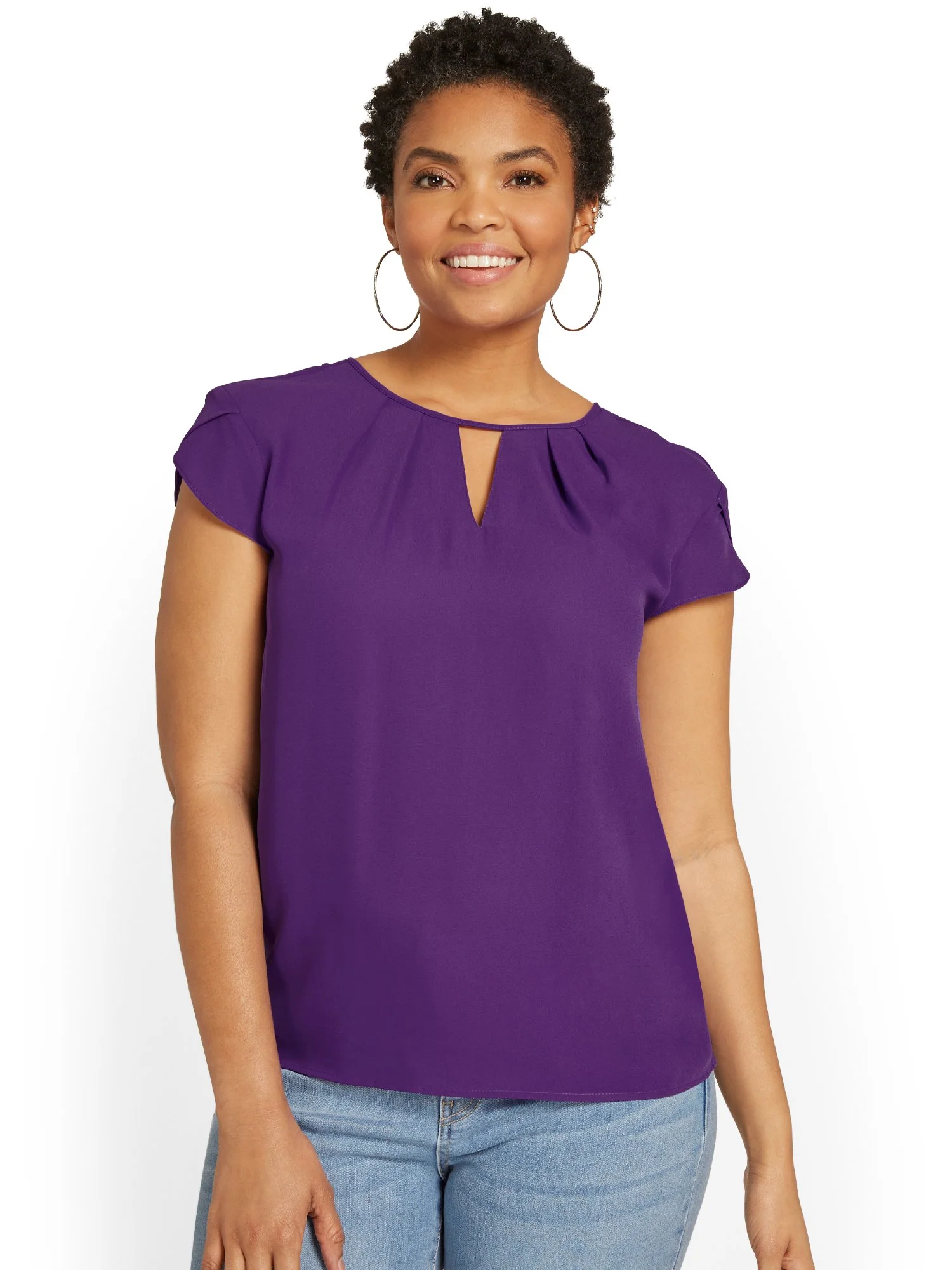Pleated Keyhole Cut-Out Top - Image 40