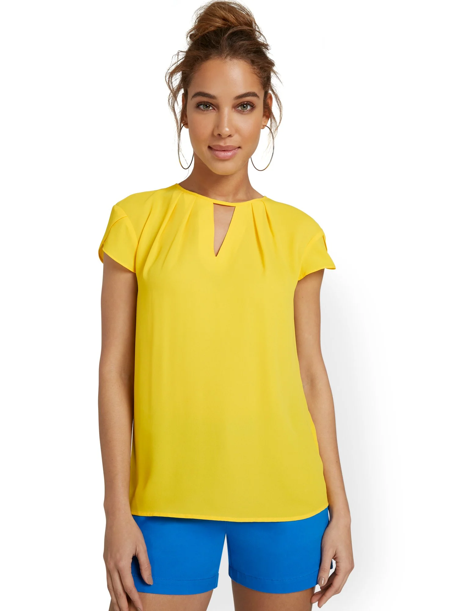 Pleated Keyhole Cut-Out Top - Image 7