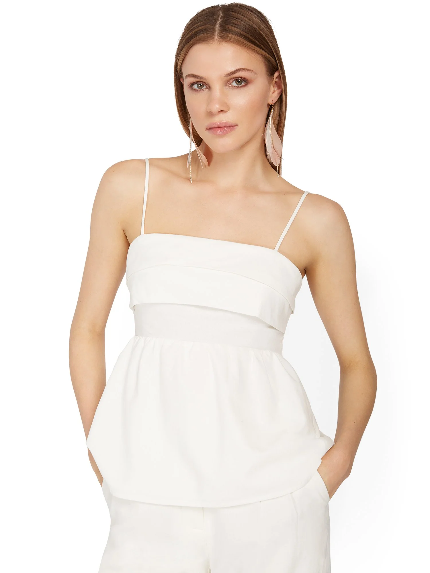 Crescent Pleated Linen-Blend Tank Top - Brands We Love - Image 2