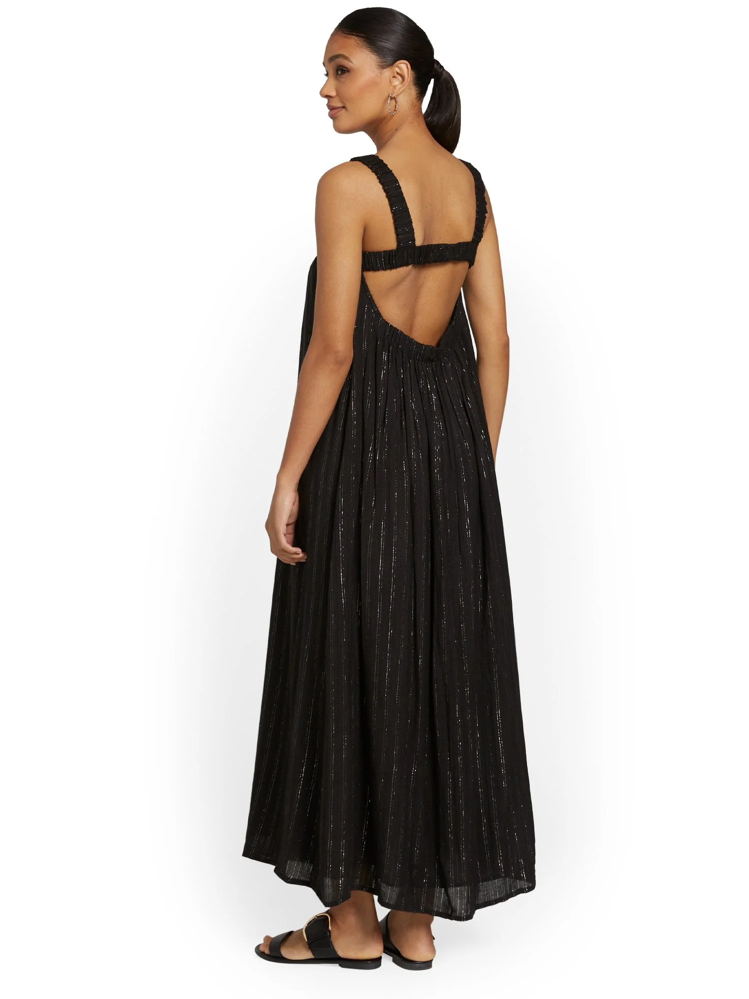 America & Beyond Pleated Lurex Open-Back Maxi Dress - Brands We Love - Image 3