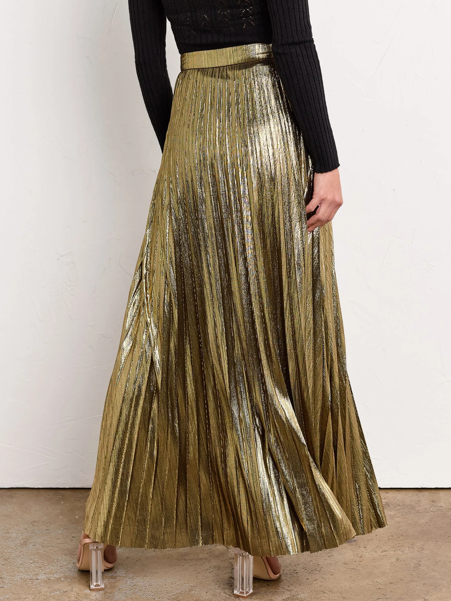 Flying Tomato Pleated Metallic Maxi Skirt - Brands We Love - Image 4