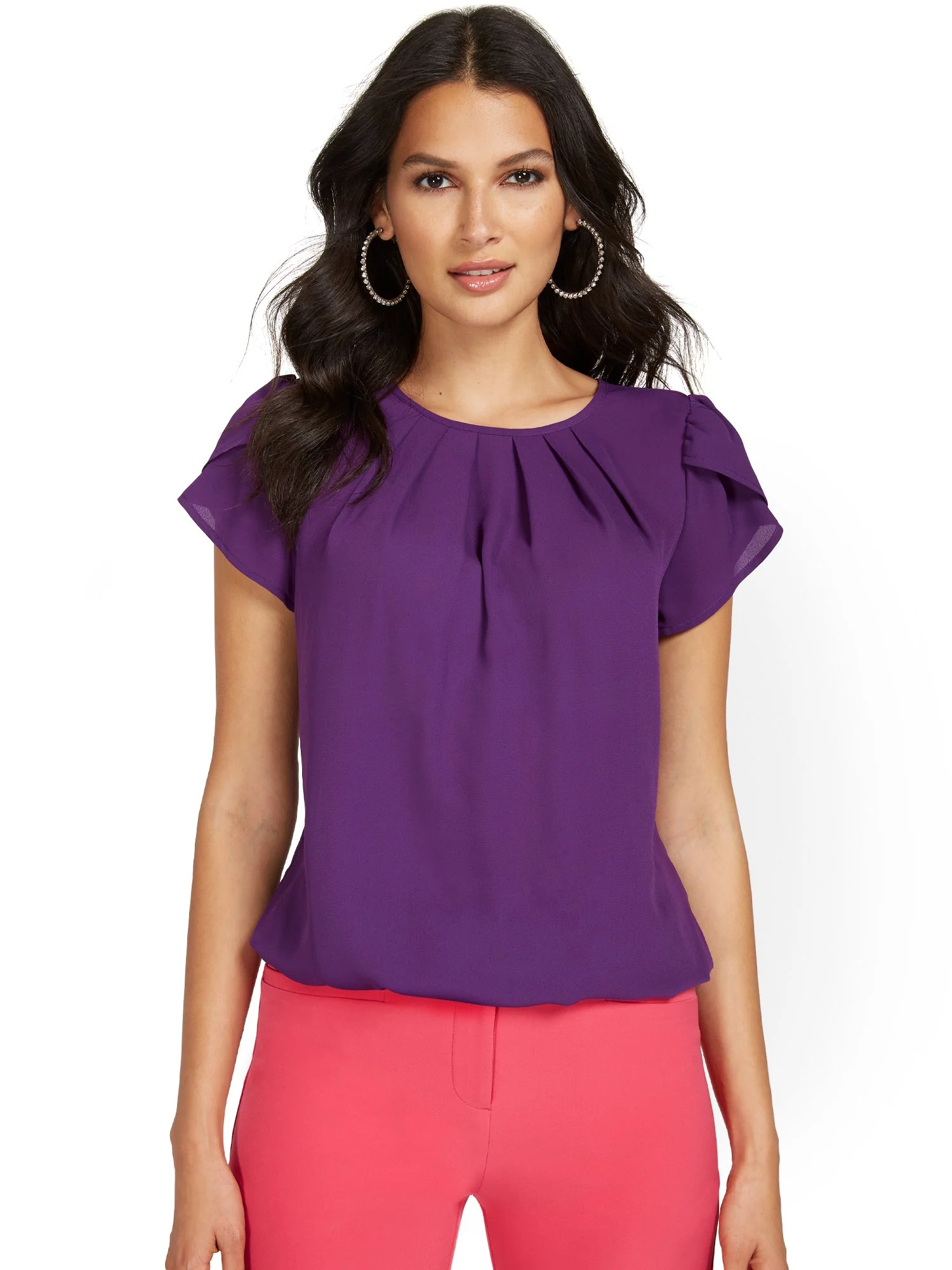 Pleated-Neck Blouse - Image 11