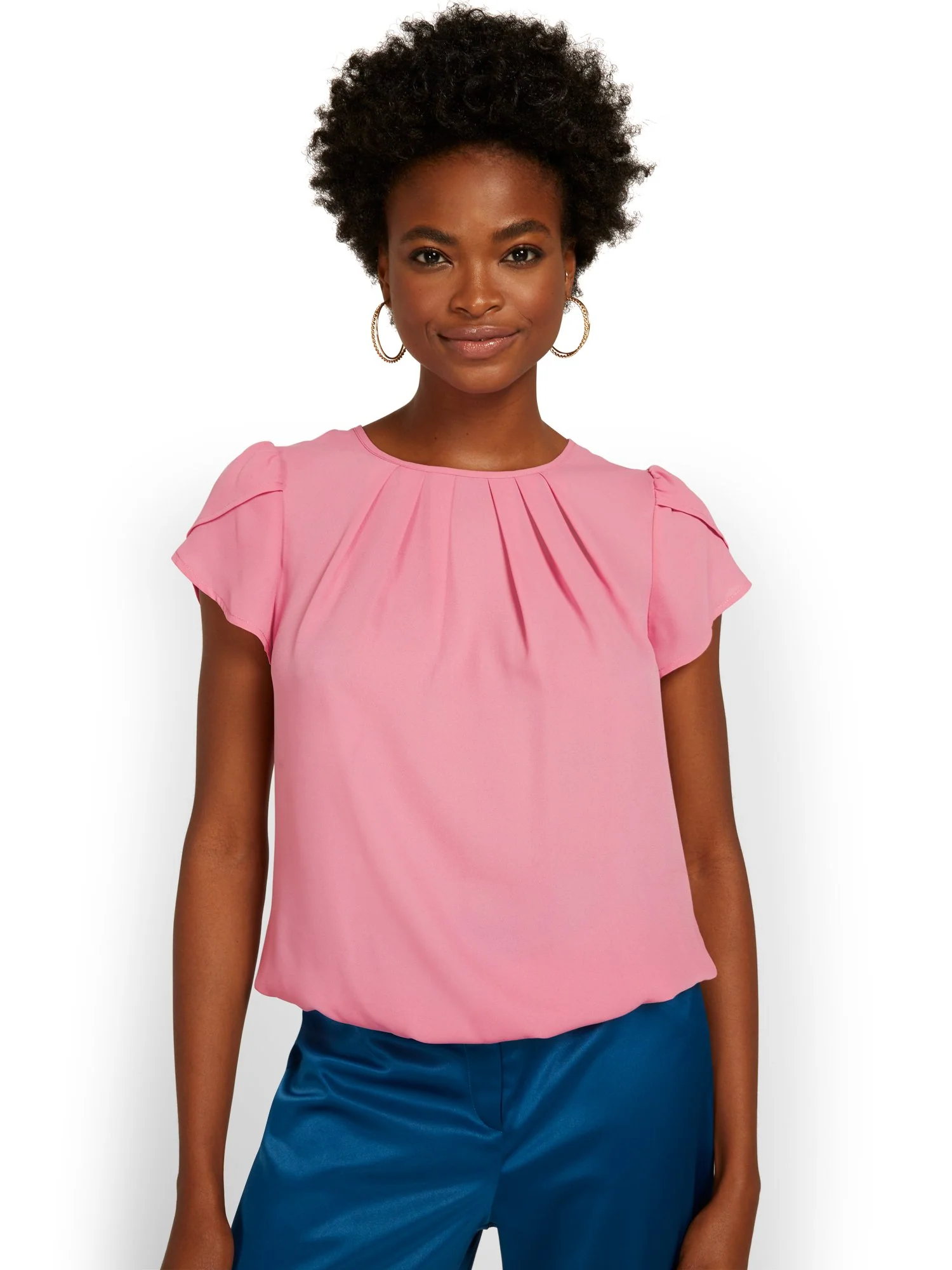 Pleated-Neck Blouse - Image 15