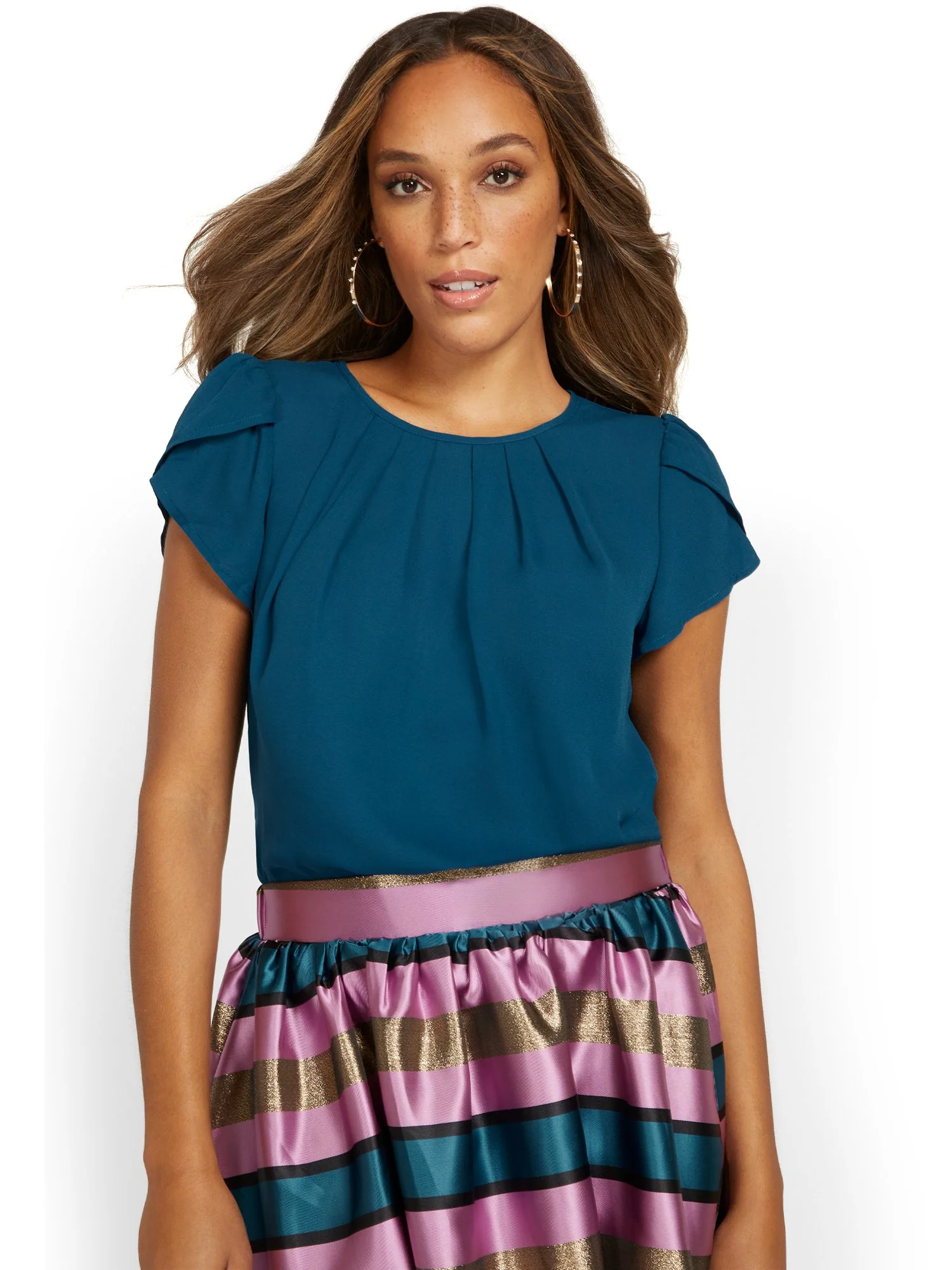 Pleated-Neck Blouse - Image 6