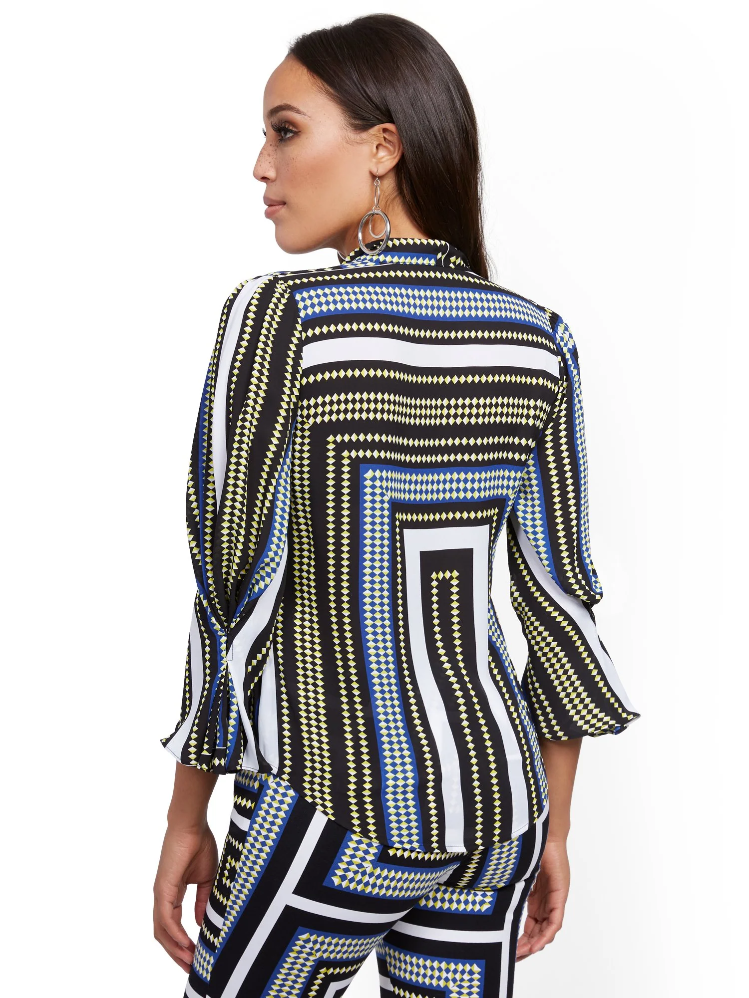 Pleated-Sleeve Bow Blouse - 7th Avenue - Image 3