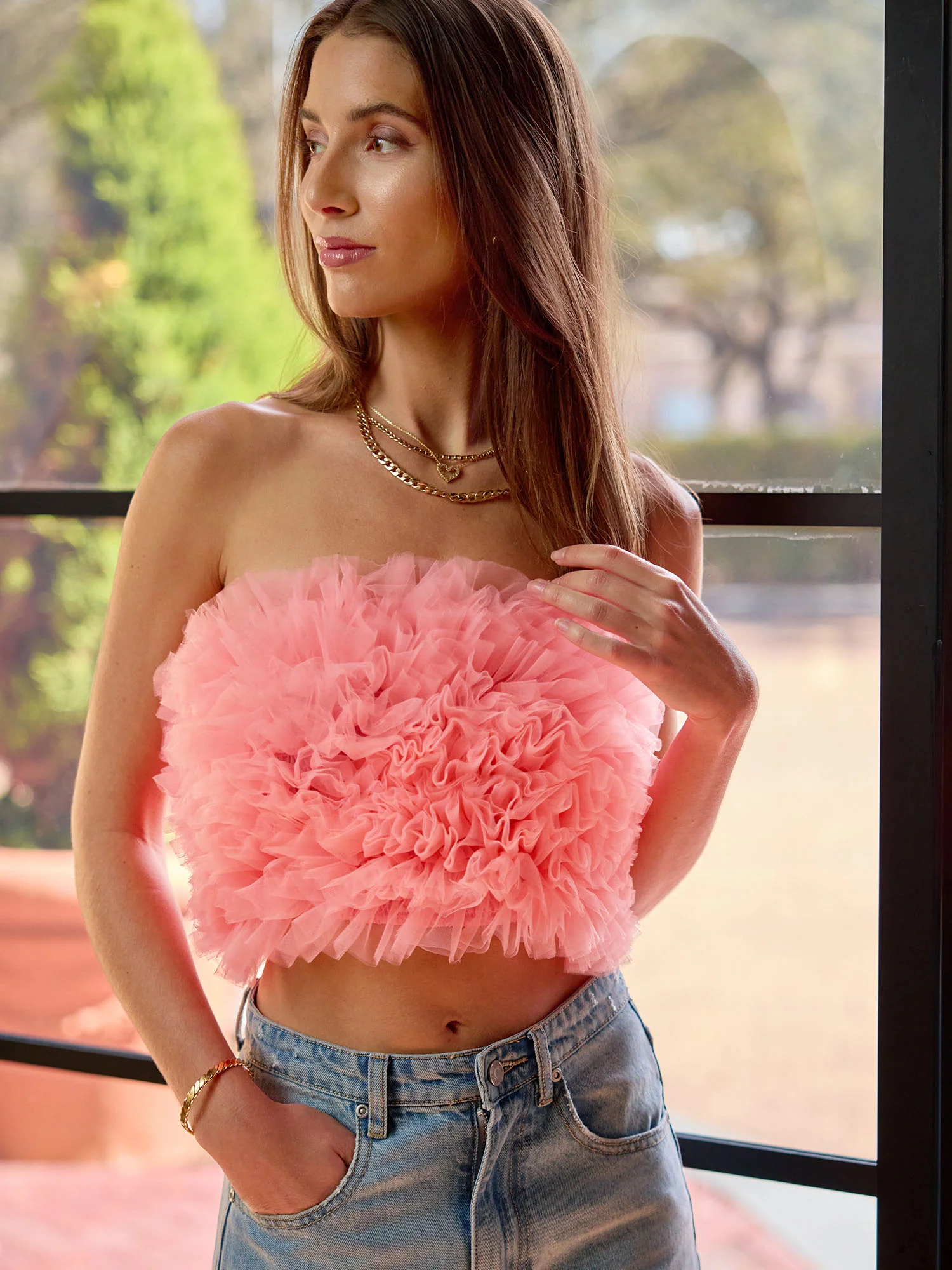 Pleated Tulle Tube Top - Do+Be - Image 7