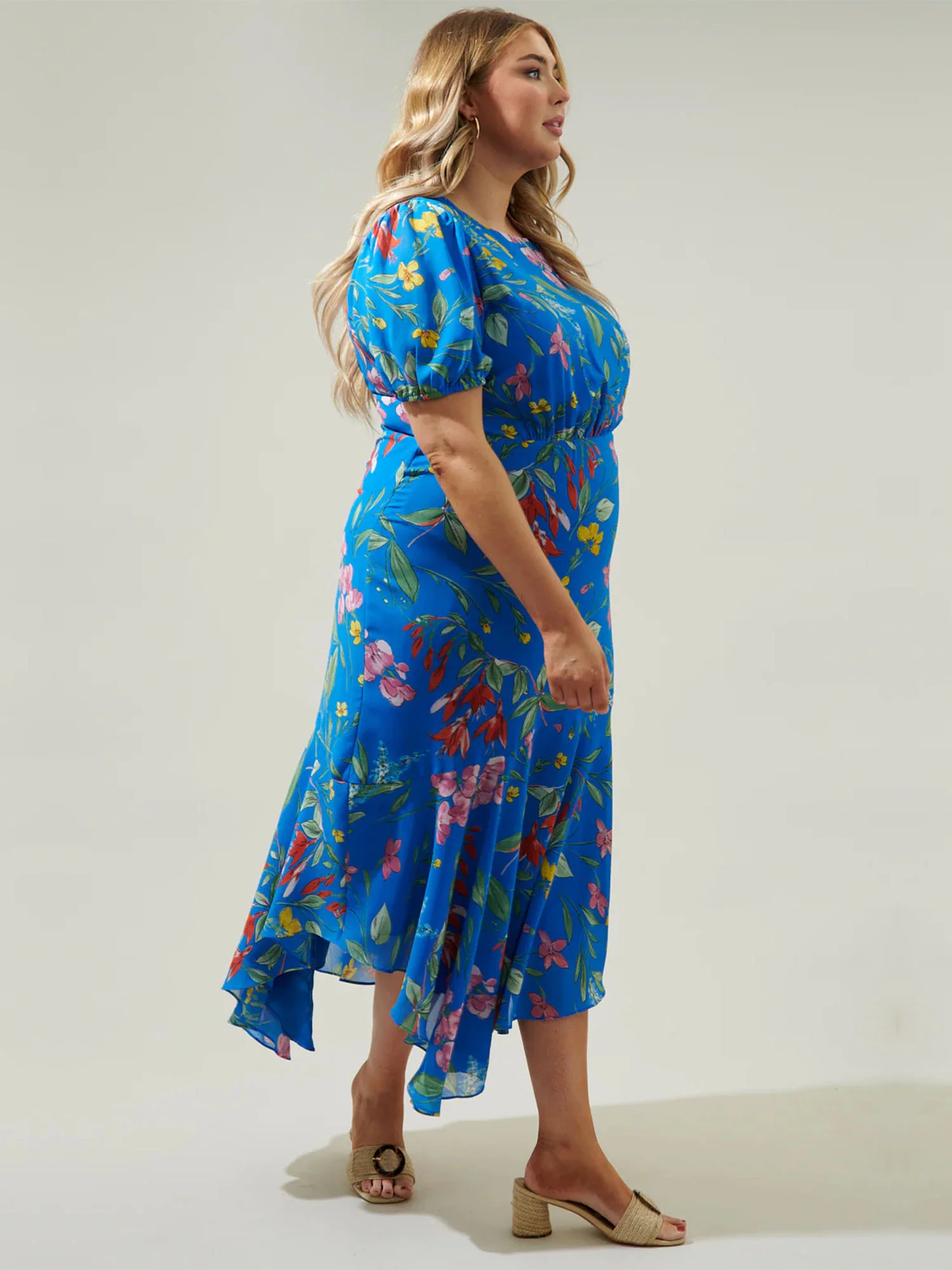 Sugarlips Plus Floral Print Asymmetric Ruffle Dress - Brands We Love - Image 2