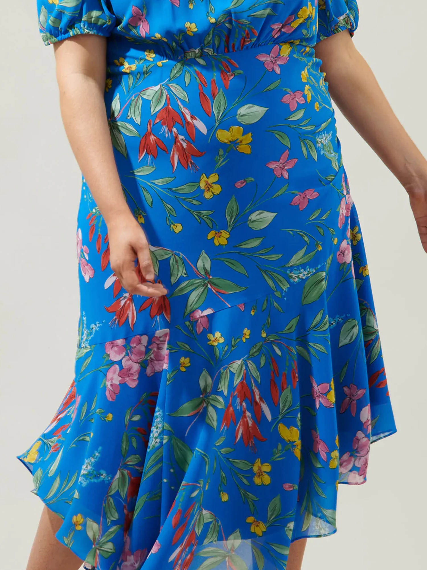 Sugarlips Plus Floral Print Asymmetric Ruffle Dress - Brands We Love - Image 3