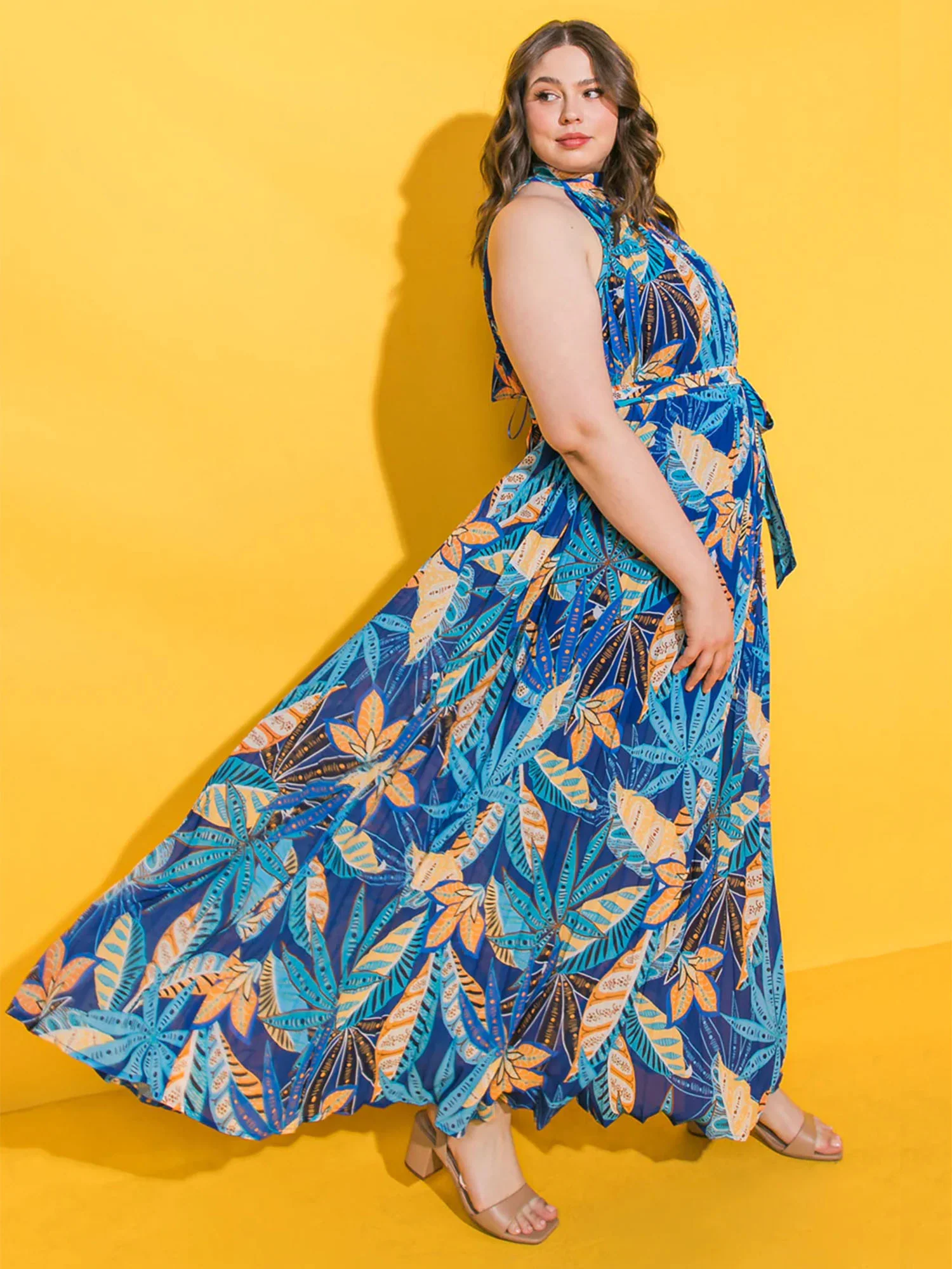 Flying Tomato Plus Halter Neck Pleated Maxi Dress - Brands We Love - Image 4