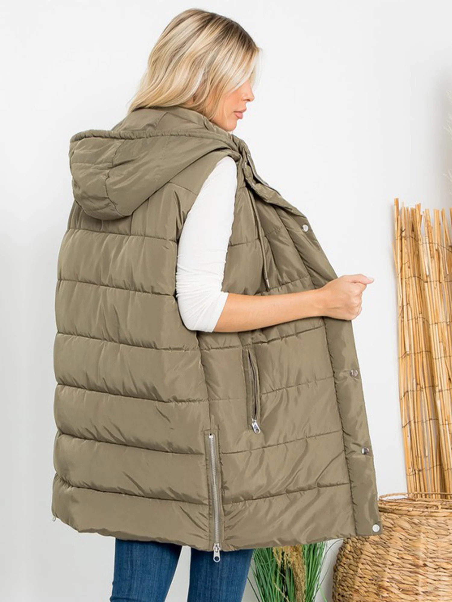 Plus Hooded Long Puffer Vest - Image 10