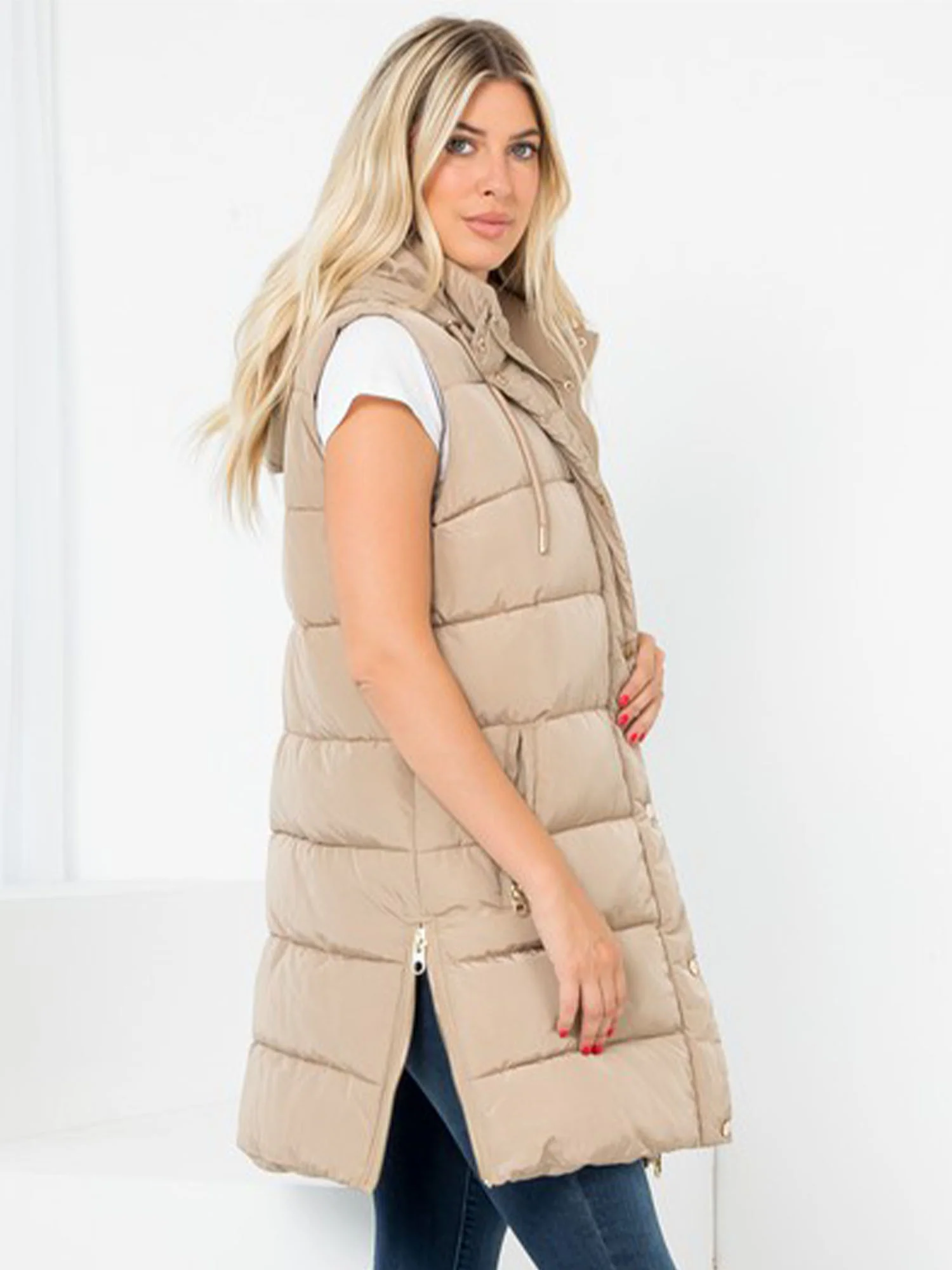 Plus Hooded Long Puffer Vest - Image 4