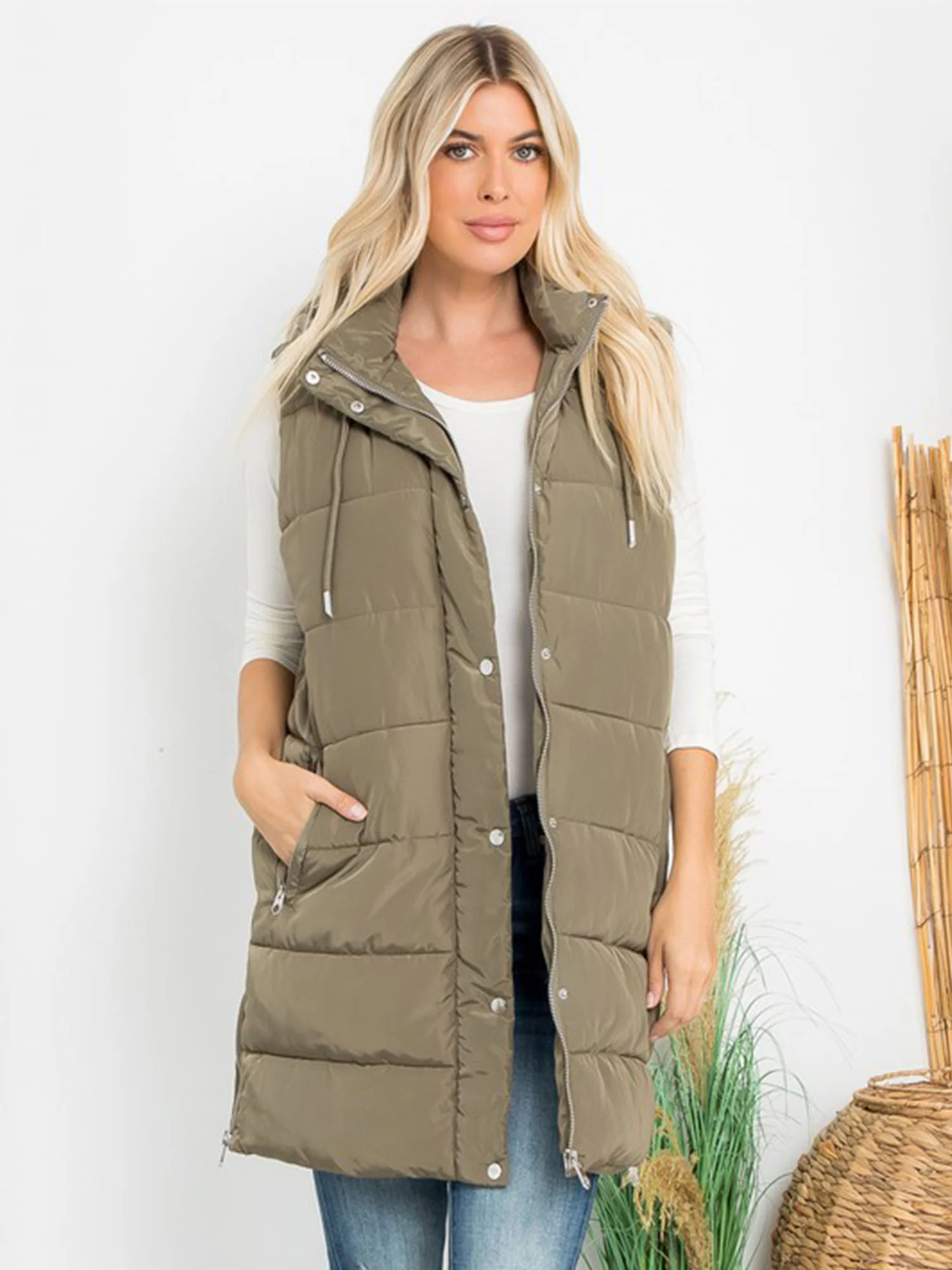 Plus Hooded Long Puffer Vest - Image 7