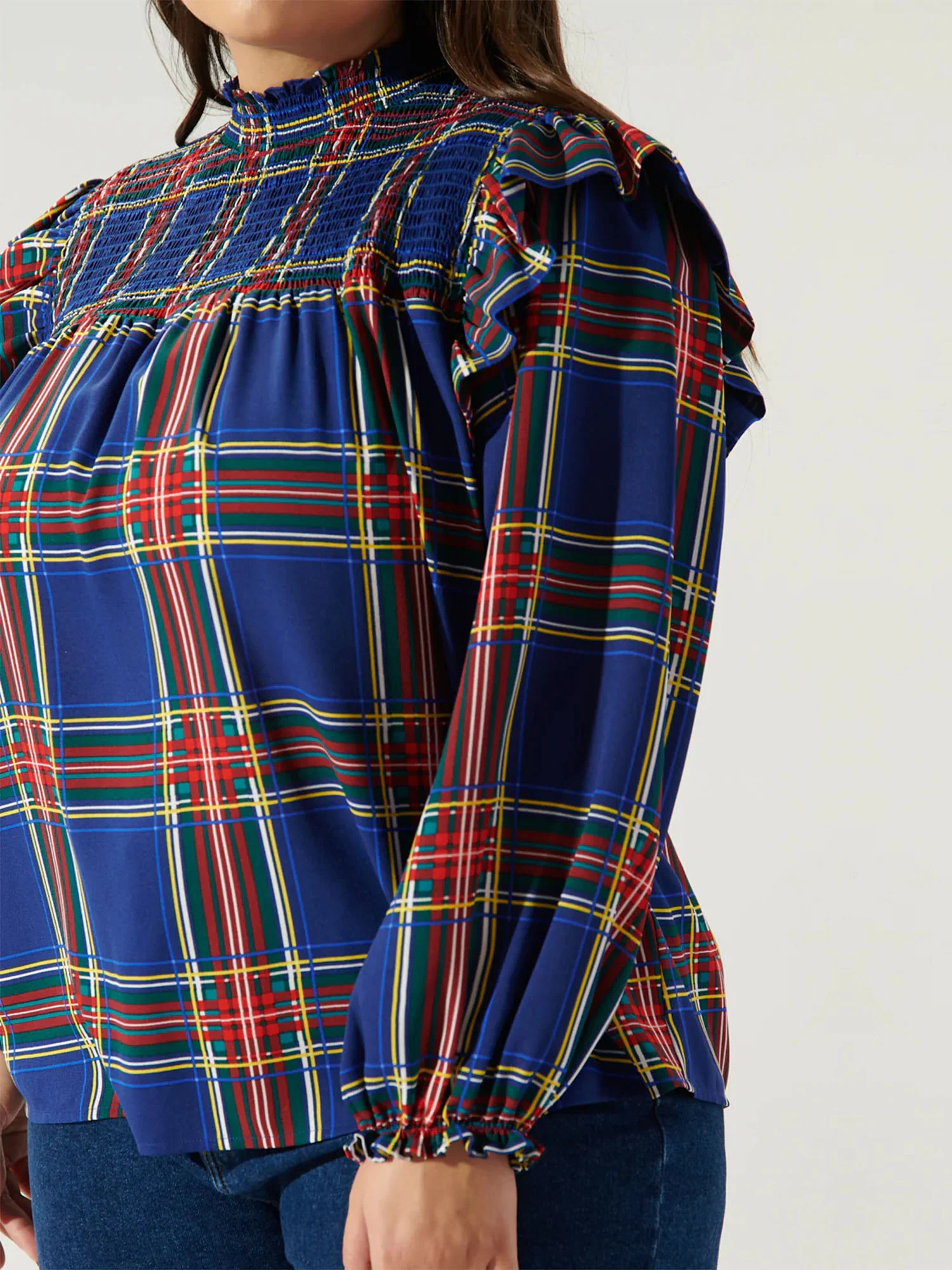 Sugarlips Plus Long Sleeve Mock Neck Plaid Top - Brands We Love - Image 2