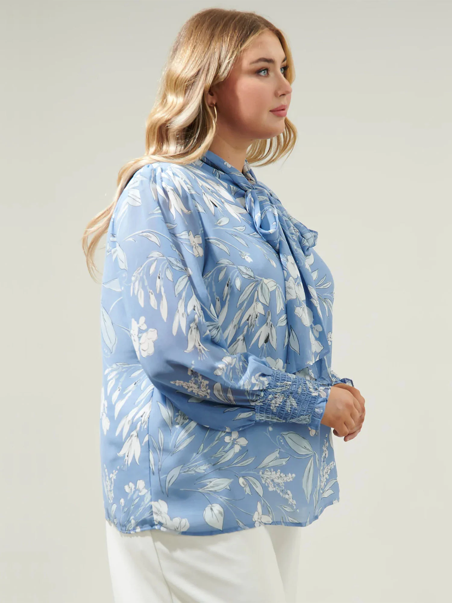 Sugarlips Plus Long Sleeve Self-tie Floral Blouse - Brands We Love - Image 4