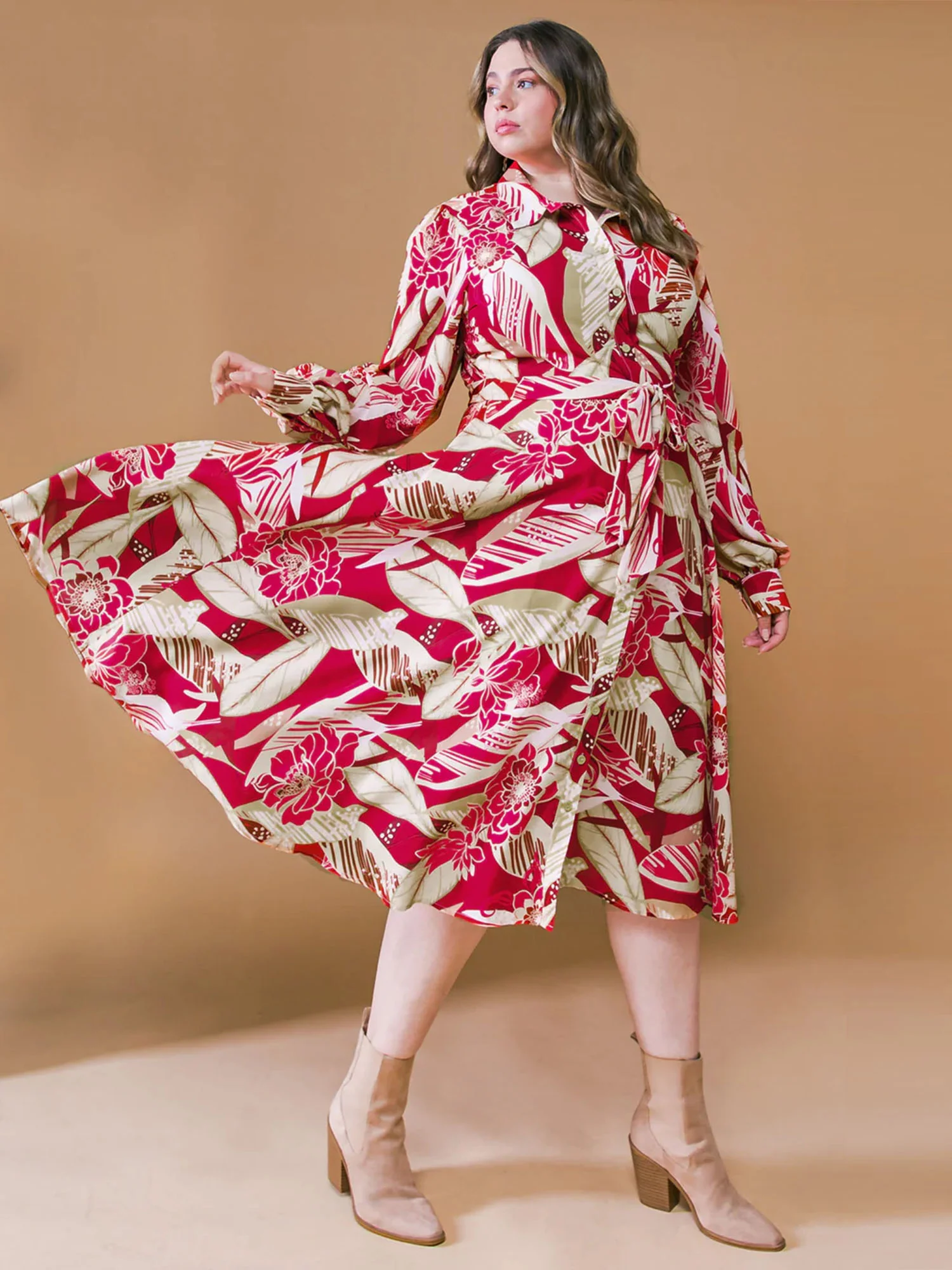 Flying Tomato Plus Button Front Waist Tie Shirt Dress - Brands We Love - Image 2
