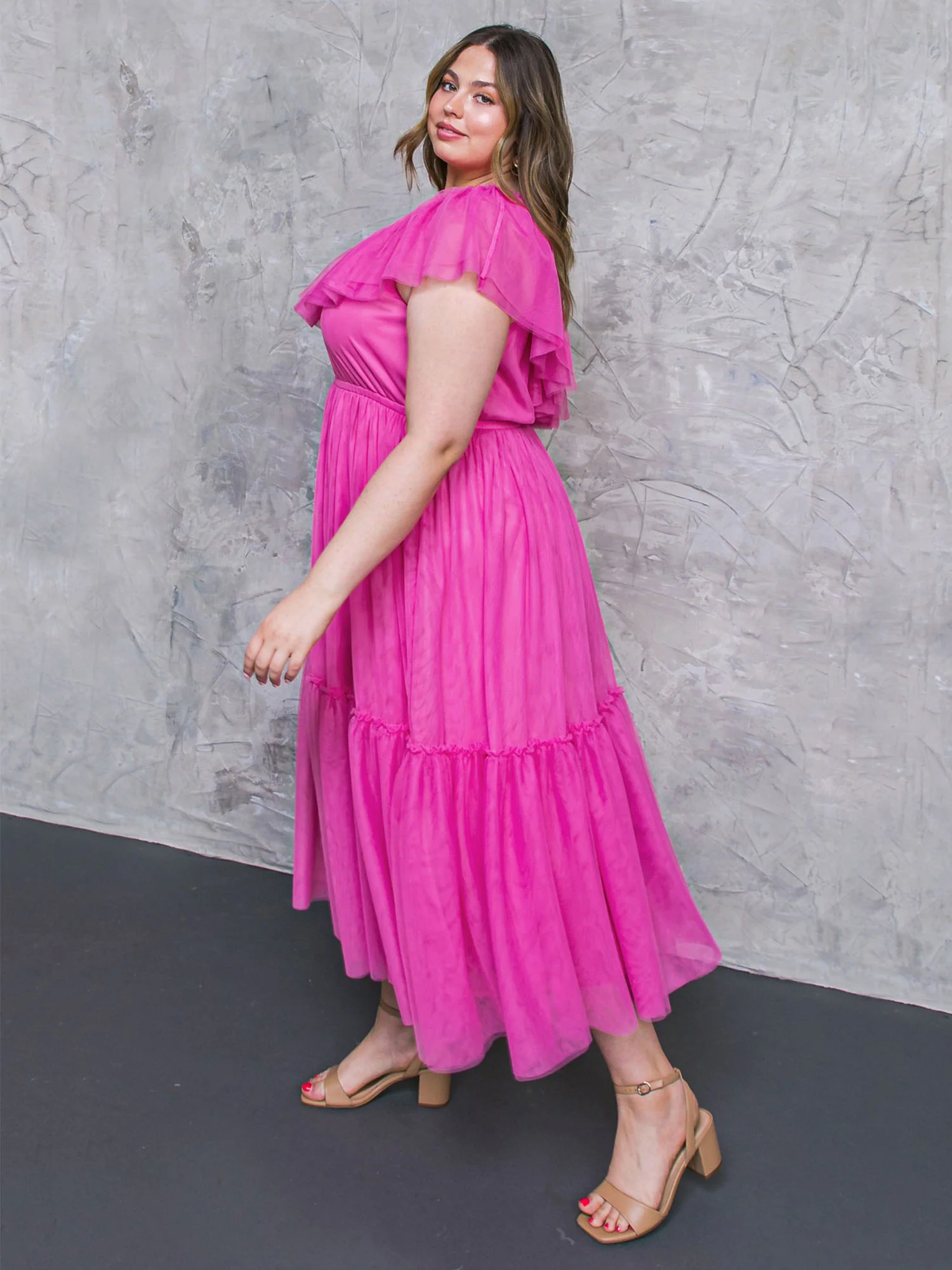 Flying Tomato Plus One Shoulder Tulle Midi Dress - Brands We Love - Image 4
