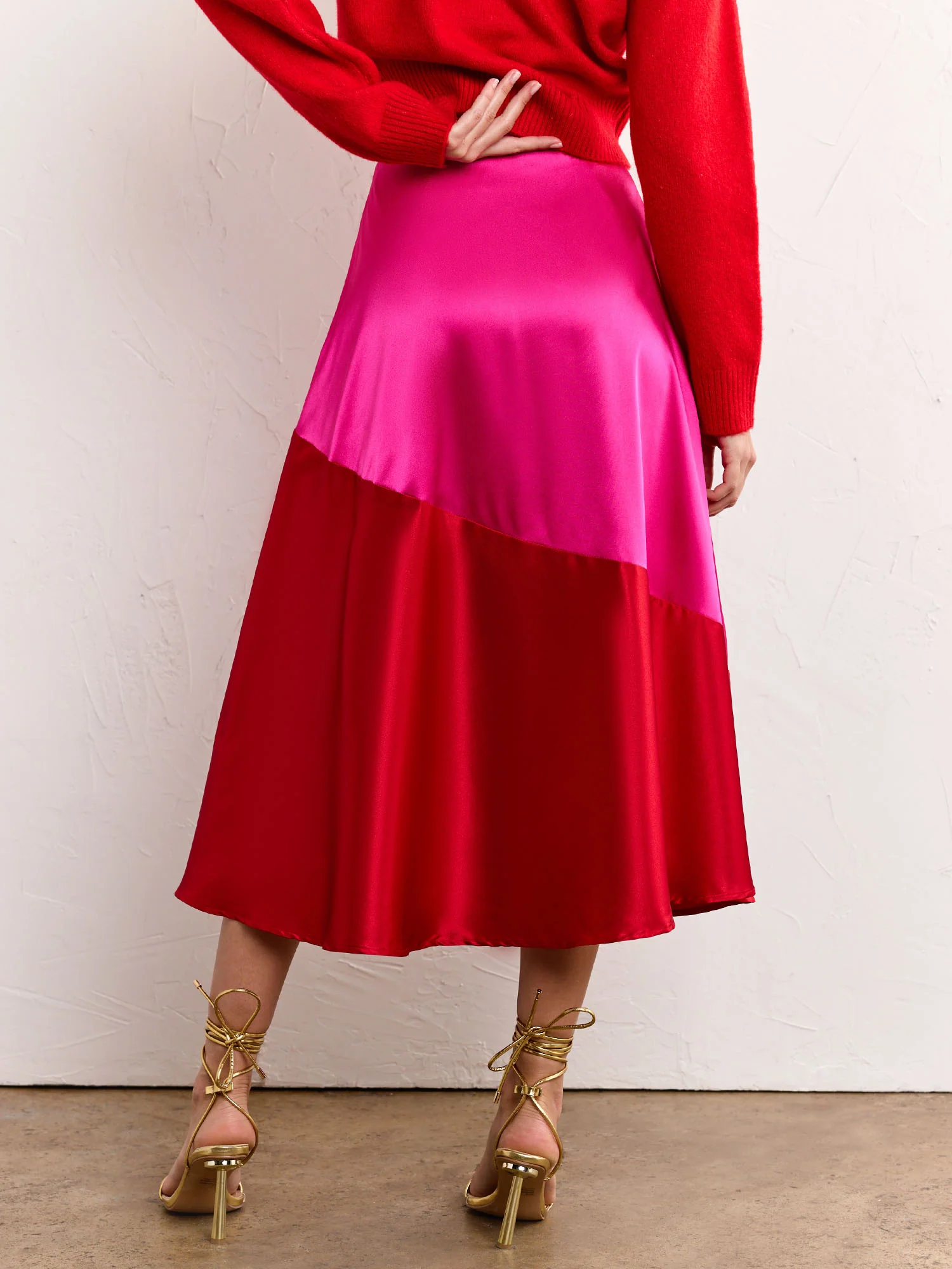 Bias Cut Colorblock High Rise Skirt - Lena - Image 8