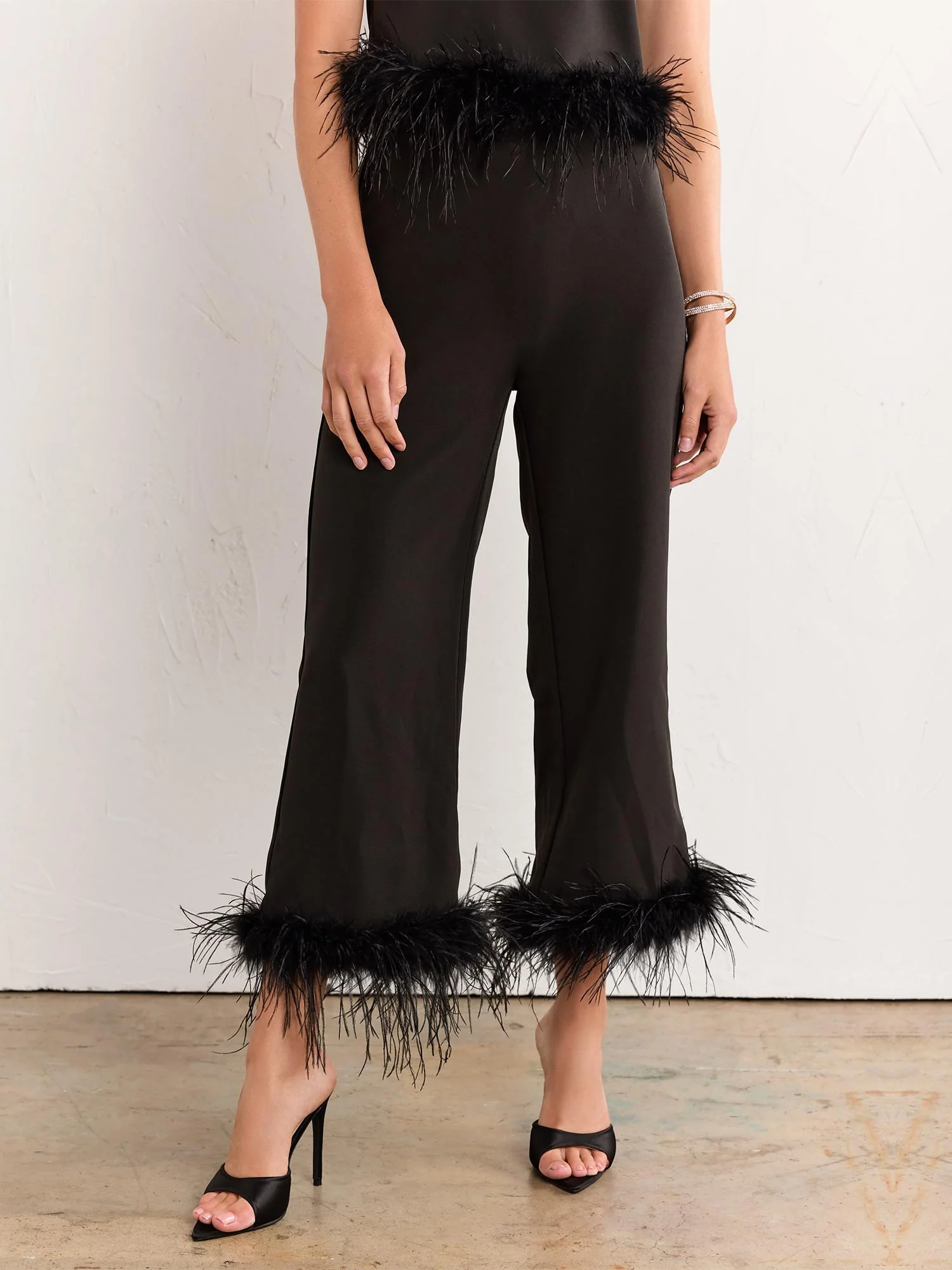 Lena Feather Trim Cropped Pant - Brands We Love - Image 2