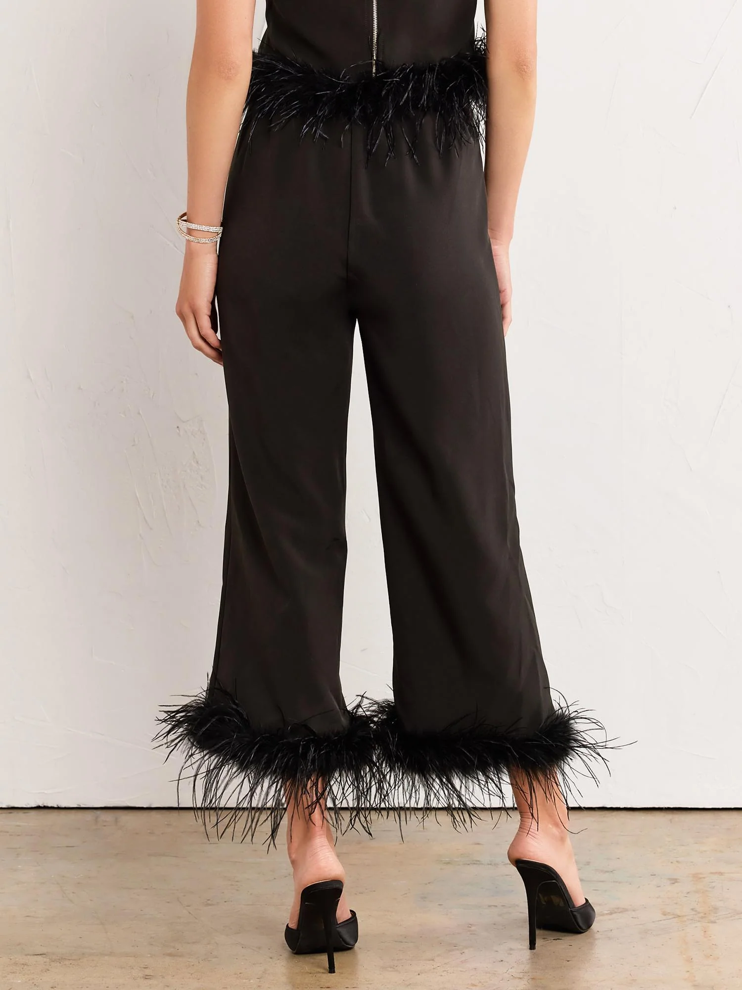 Lena Feather Trim Cropped Pant - Brands We Love - Image 3
