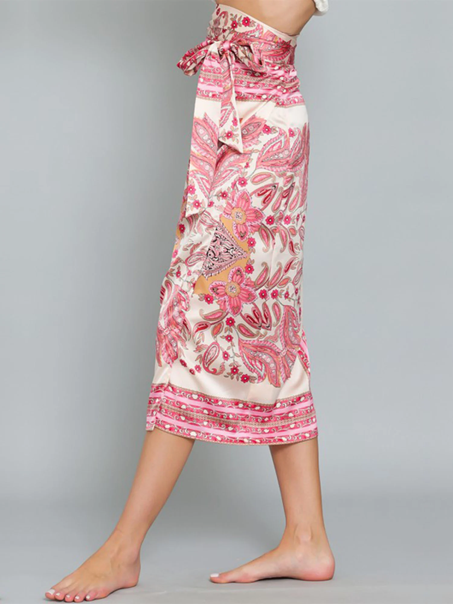 Floral Paisley Print Skirt - Aakaa - Image 2