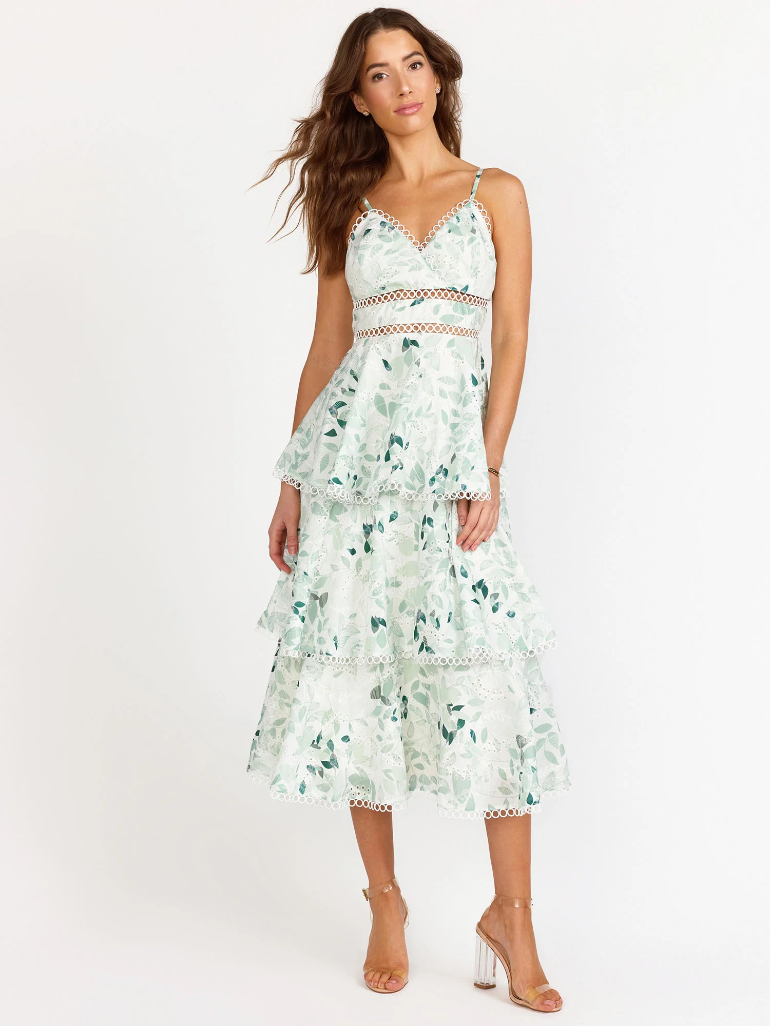 Floral Print Tiered Skirt Dress - Just Me