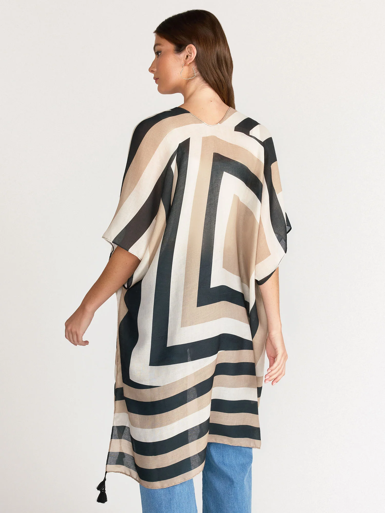 Geometric Print Kimono - Image 2