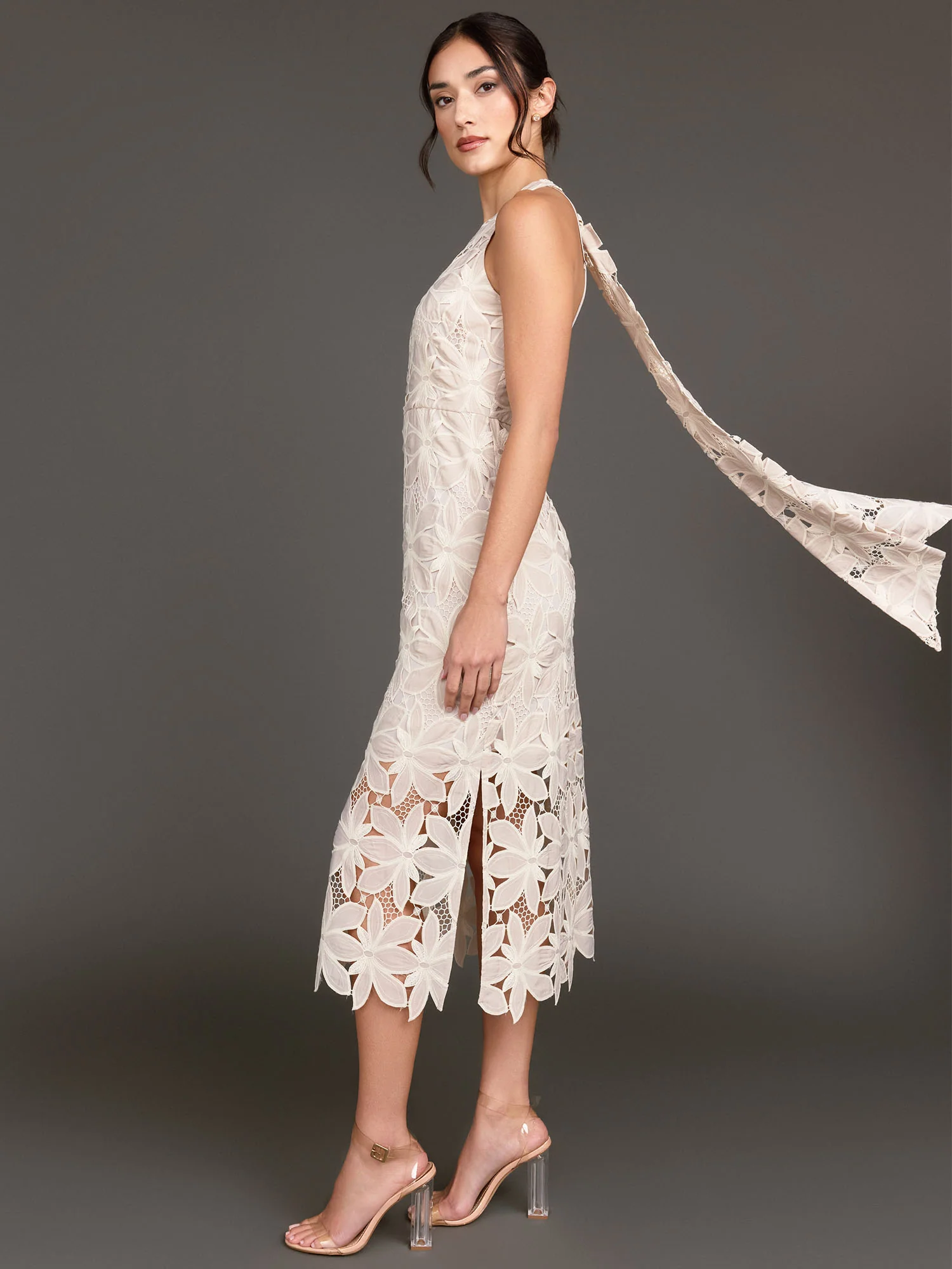 Just Me Halter Neck Floral Lace Midi Dress - Brands We Love - Image 2
