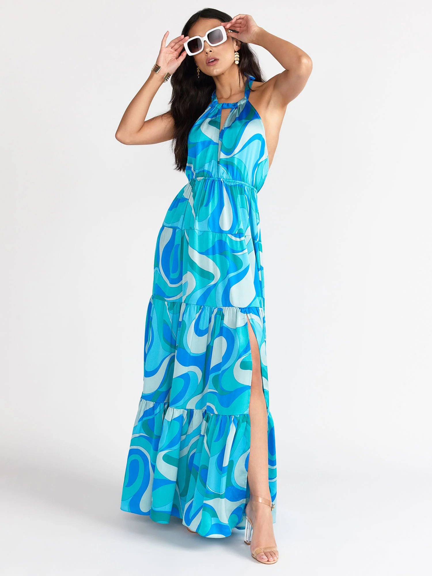 Halter Neck Tiered Maxi Dress - Aakaa - Image 4