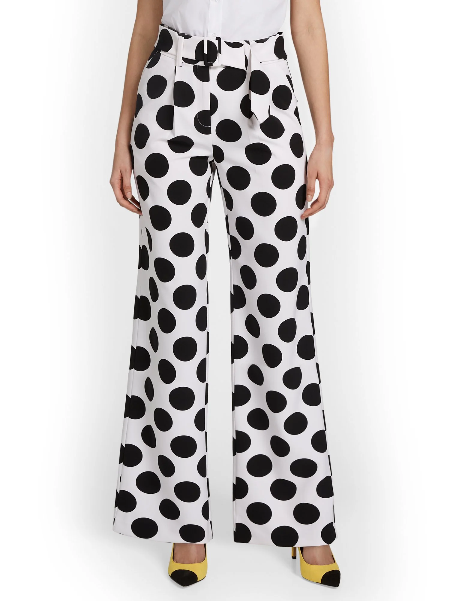 Polka-Dot Belted Wide-Leg Pant